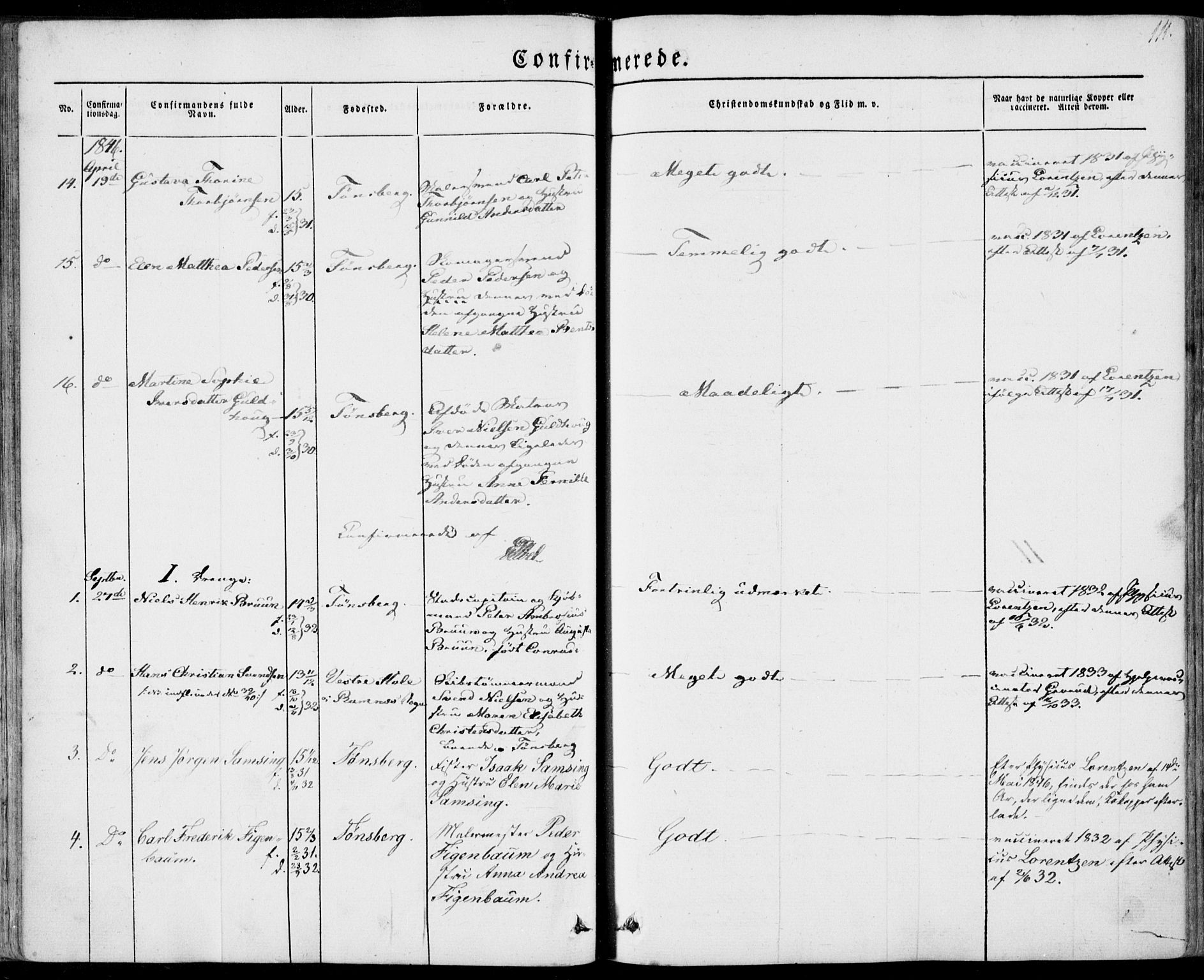 Tønsberg kirkebøker, AV/SAKO-A-330/F/Fa/L0007: Parish register (official) no. I 7, 1845-1854, p. 111