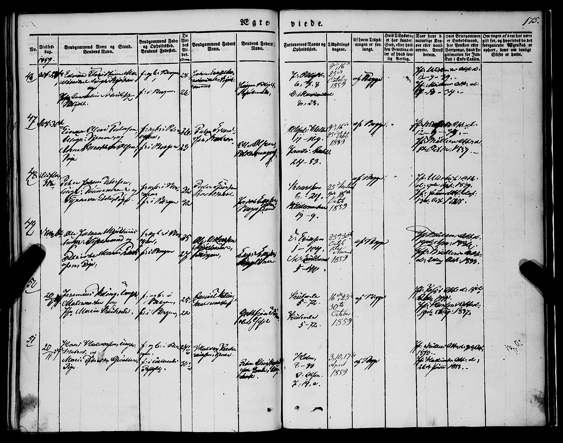 Nykirken Sokneprestembete, AV/SAB-A-77101/H/Haa/L0031: Parish register (official) no. D 1, 1834-1861, p. 175