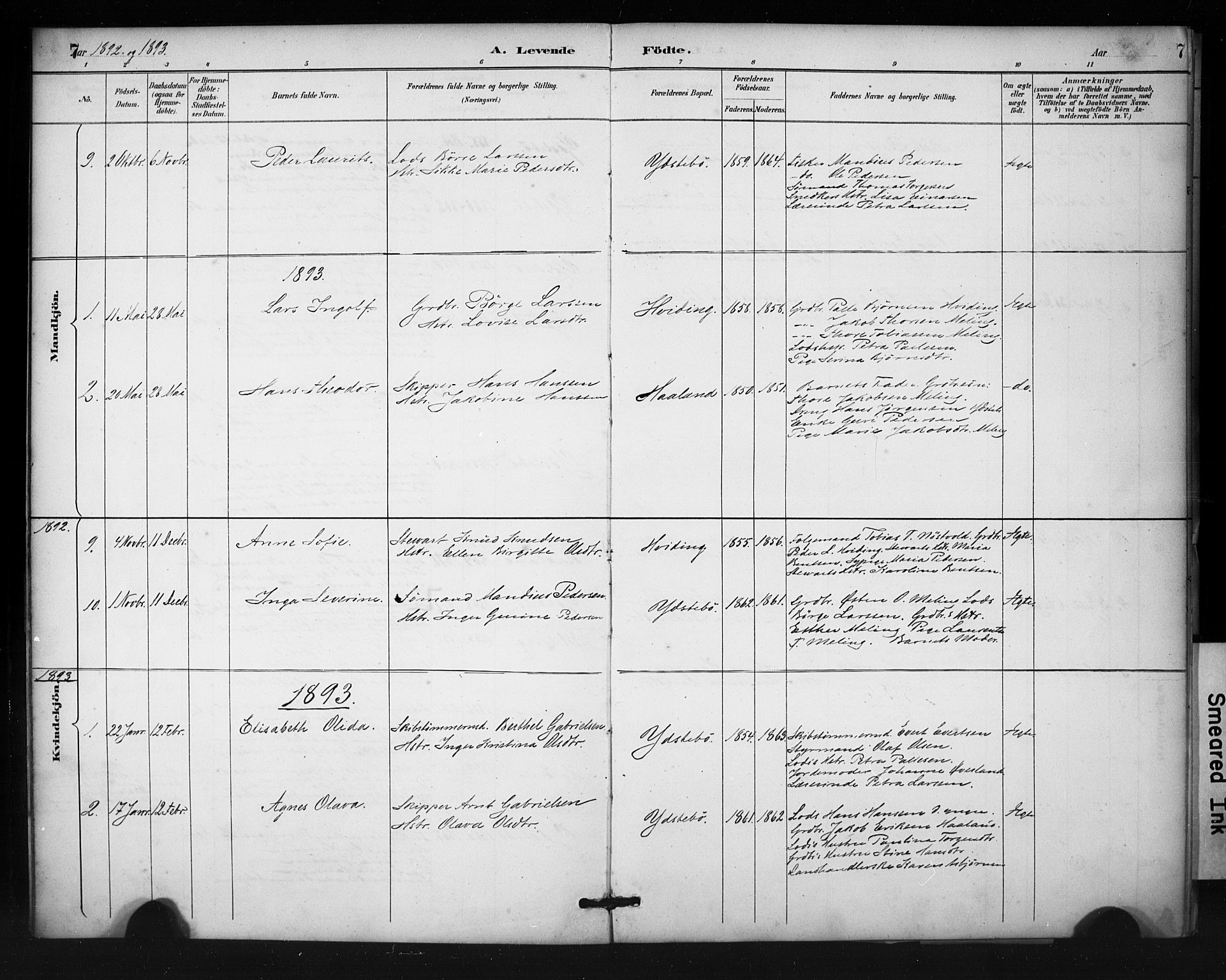 Rennesøy sokneprestkontor, SAST/A -101827/H/Ha/Haa/L0013: Parish register (official) no. A 12, 1888-1916, p. 7