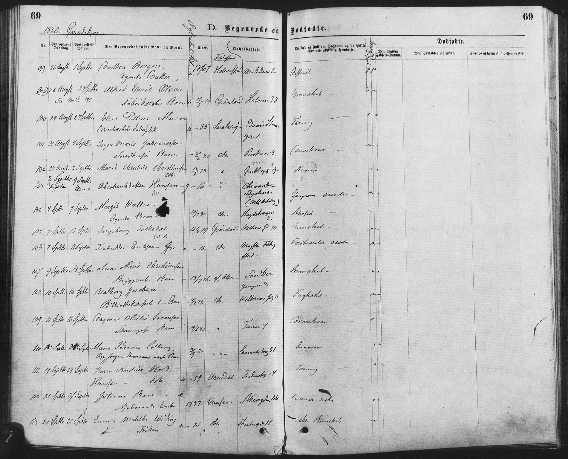 Trefoldighet prestekontor Kirkebøker, AV/SAO-A-10882/F/Fd/L0002: Parish register (official) no. IV 2, 1877-1885, p. 69