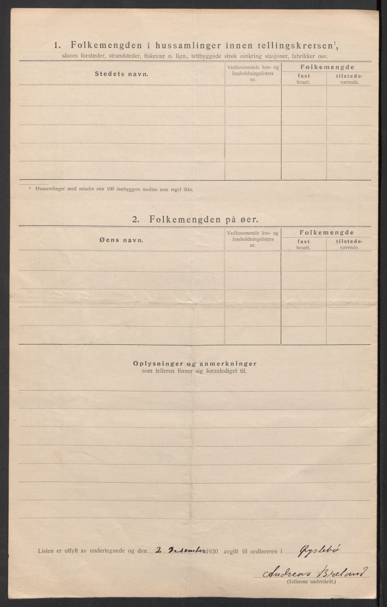 SAK, 1920 census for Øyslebø, 1920, p. 16