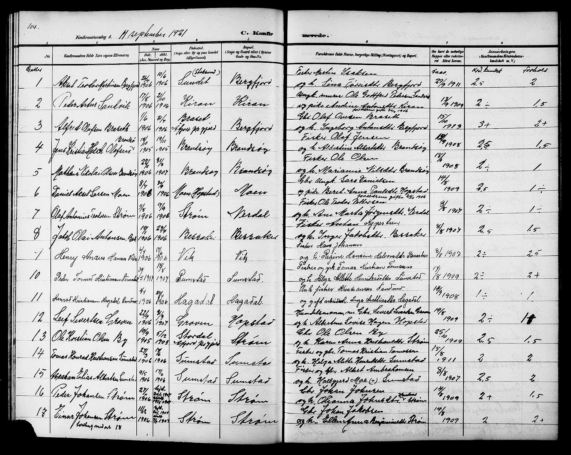 Ministerialprotokoller, klokkerbøker og fødselsregistre - Sør-Trøndelag, AV/SAT-A-1456/657/L0717: Parish register (copy) no. 657C04, 1904-1923, p. 104