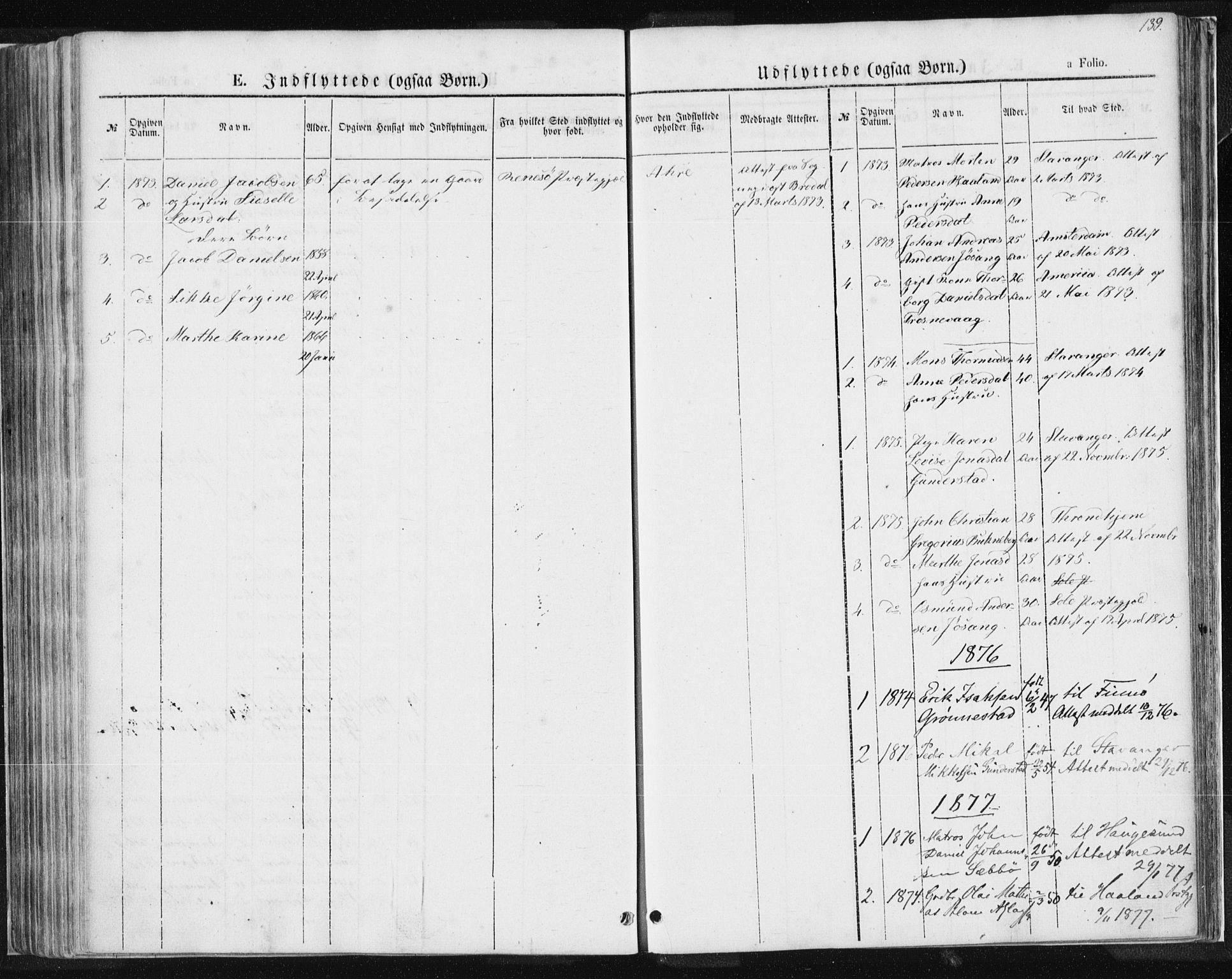 Tysvær sokneprestkontor, AV/SAST-A -101864/H/Ha/Haa/L0004: Parish register (official) no. A 4, 1857-1878, p. 139