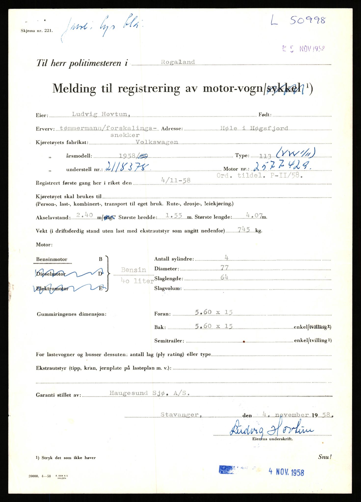 Stavanger trafikkstasjon, AV/SAST-A-101942/0/F/L0050: L-50600 - L-51299, 1930-1971, p. 1283