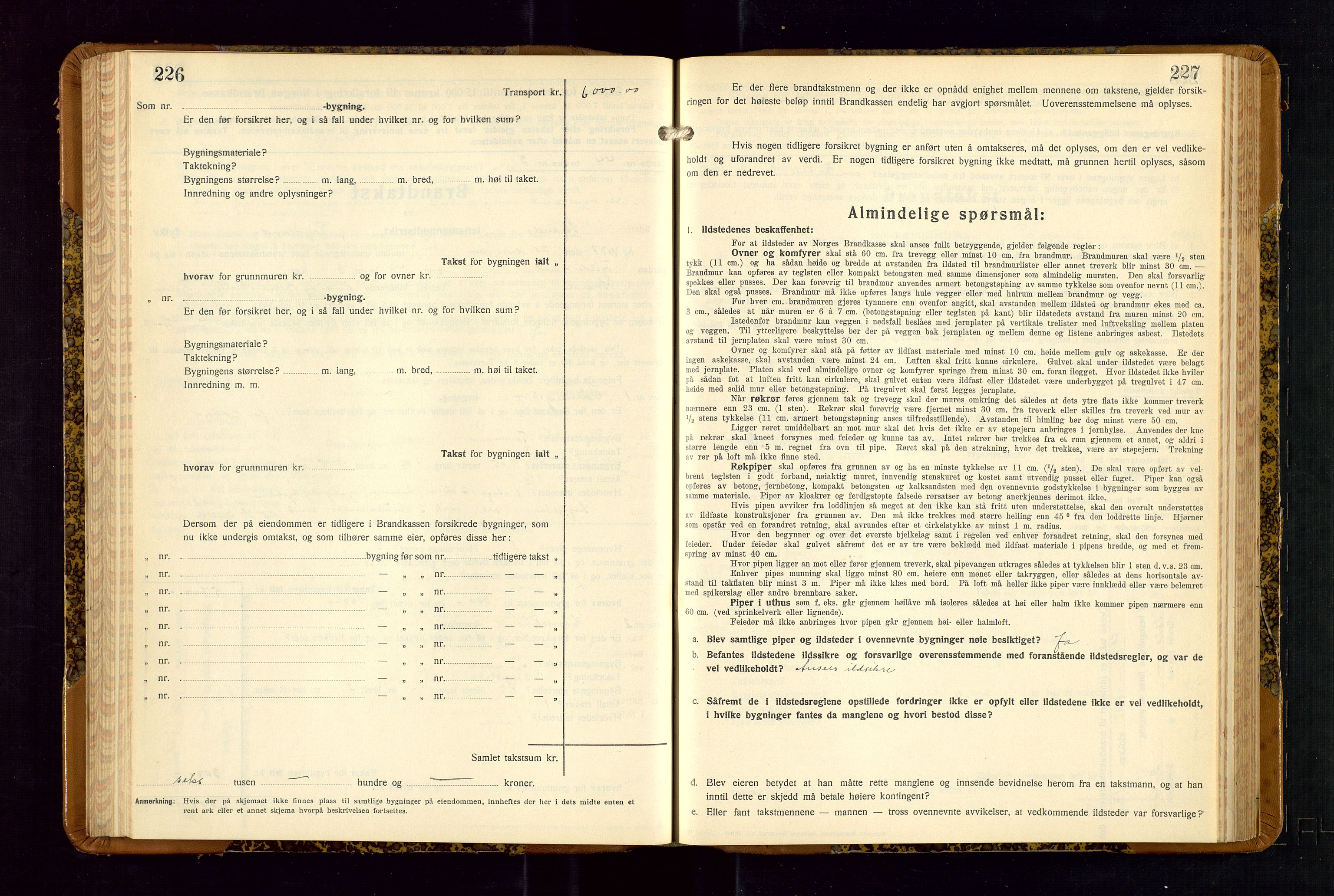 Strand og Forsand lensmannskontor, AV/SAST-A-100451/Gob/L0001: Branntakstprotokoll, 1935-1942, p. 226-227