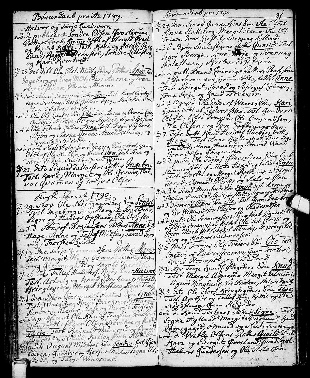 Vinje kirkebøker, SAKO/A-312/F/Fa/L0002: Parish register (official) no. I 2, 1767-1814, p. 91