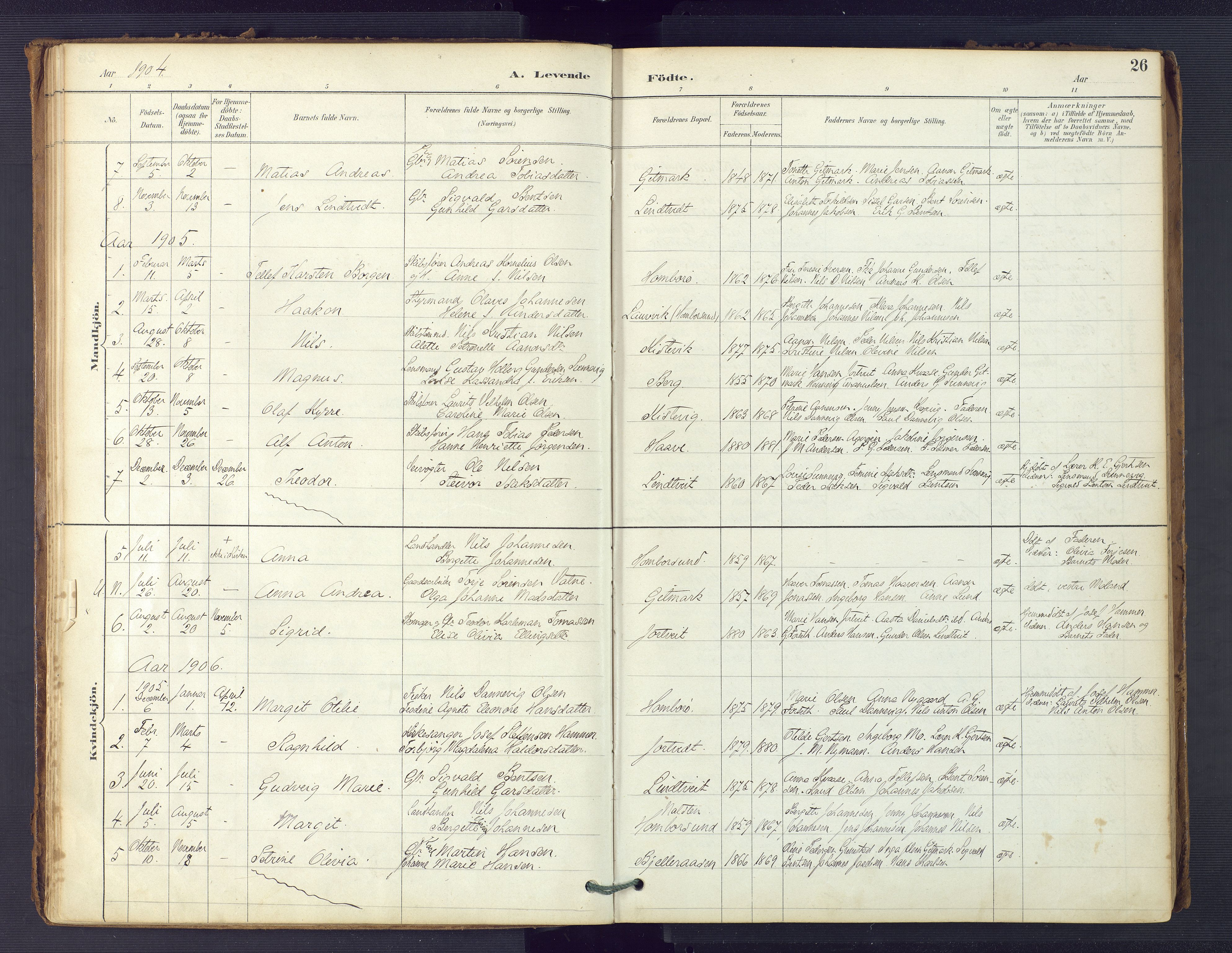 Hommedal sokneprestkontor, SAK/1111-0023/F/Fa/Faa/L0003: Parish register (official) no. A 3, 1885-1916, p. 26