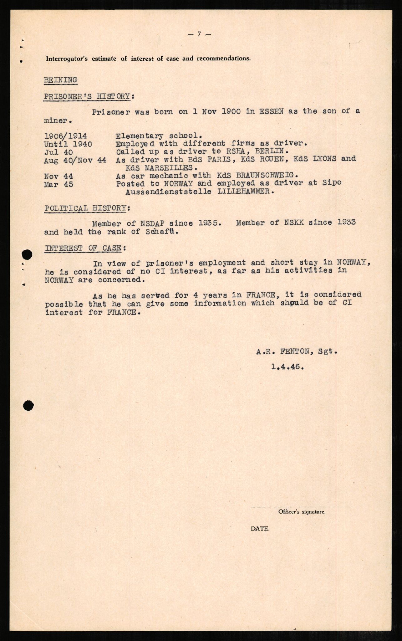 Forsvaret, Forsvarets overkommando II, AV/RA-RAFA-3915/D/Db/L0002: CI Questionaires. Tyske okkupasjonsstyrker i Norge. Tyskere., 1945-1946, p. 512