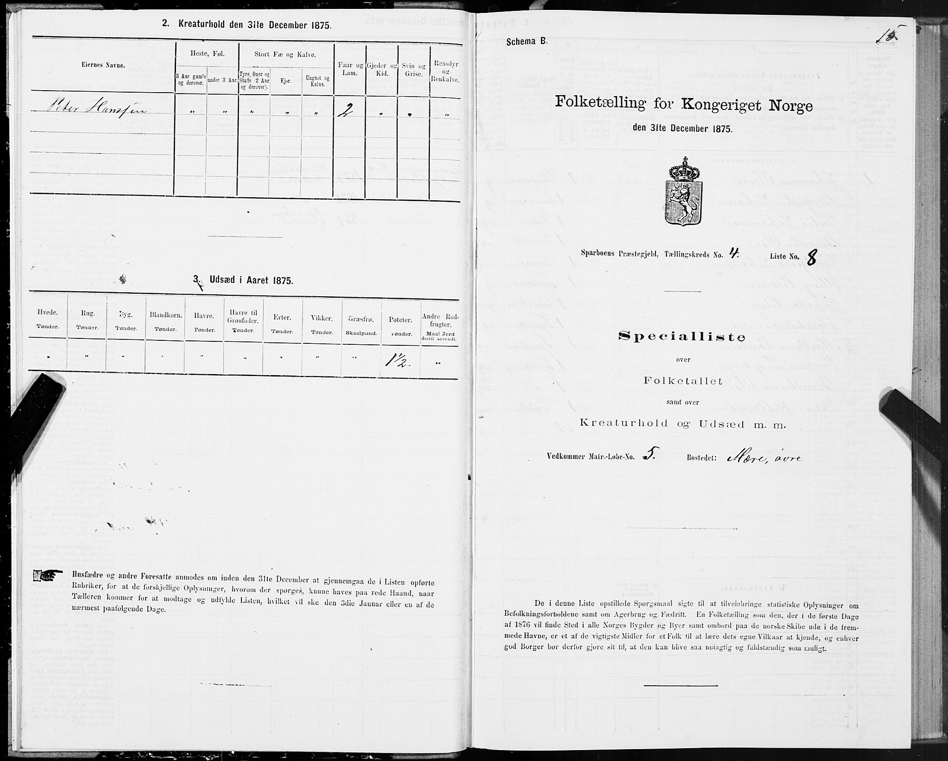 SAT, 1875 census for 1731P Sparbu, 1875, p. 2015