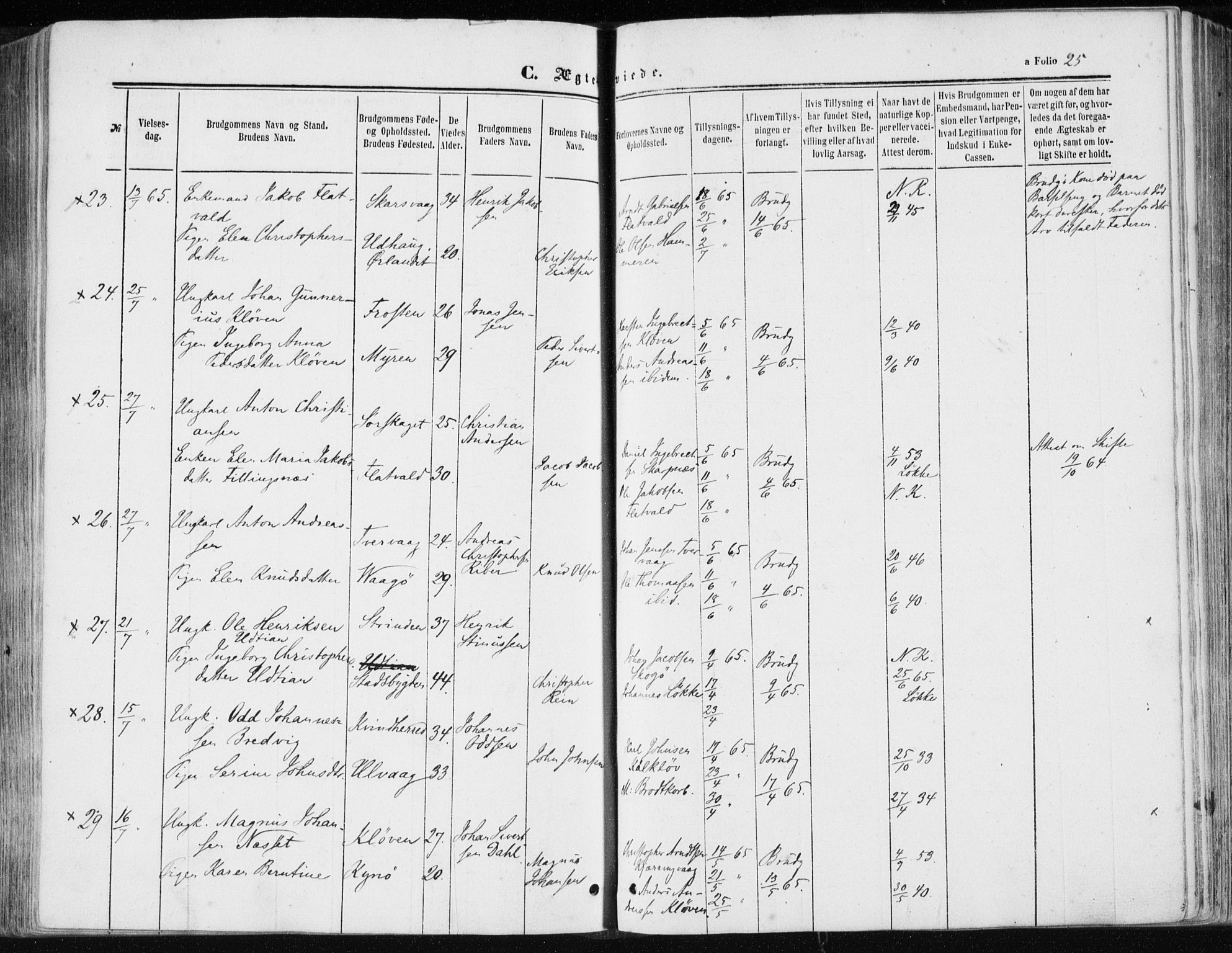 Ministerialprotokoller, klokkerbøker og fødselsregistre - Sør-Trøndelag, AV/SAT-A-1456/634/L0531: Parish register (official) no. 634A07, 1861-1870, p. 25