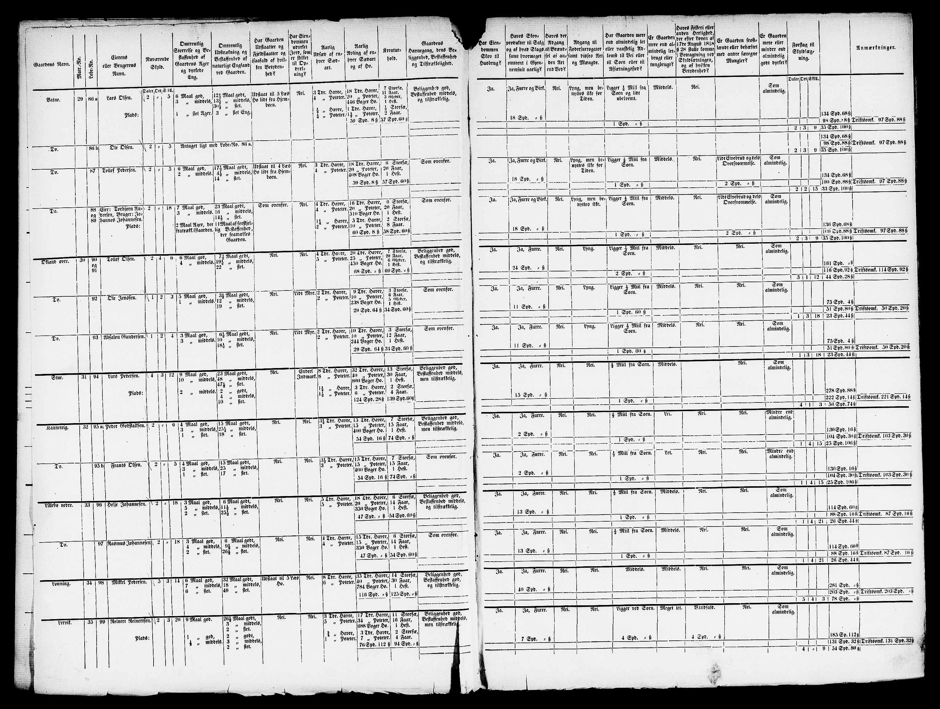 Matrikkelrevisjonen av 1863, RA/S-1530/F/Fe/L0229: Stord (Valestrand), 1863