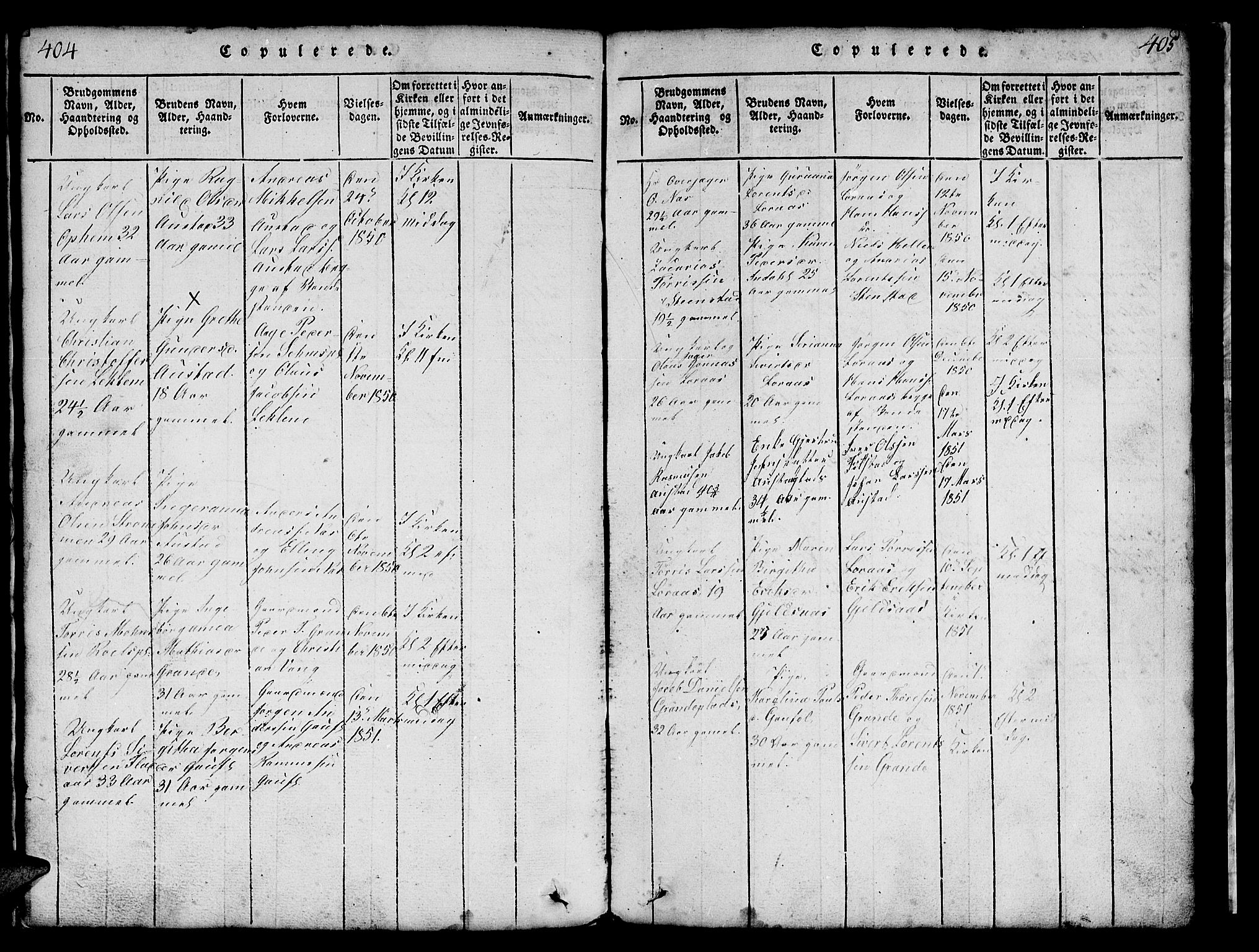 Ministerialprotokoller, klokkerbøker og fødselsregistre - Nord-Trøndelag, SAT/A-1458/731/L0310: Parish register (copy) no. 731C01, 1816-1874, p. 404-405