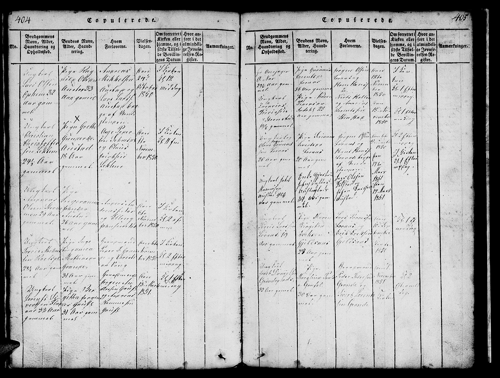 Ministerialprotokoller, klokkerbøker og fødselsregistre - Nord-Trøndelag, AV/SAT-A-1458/731/L0310: Parish register (copy) no. 731C01, 1816-1874, p. 404-405