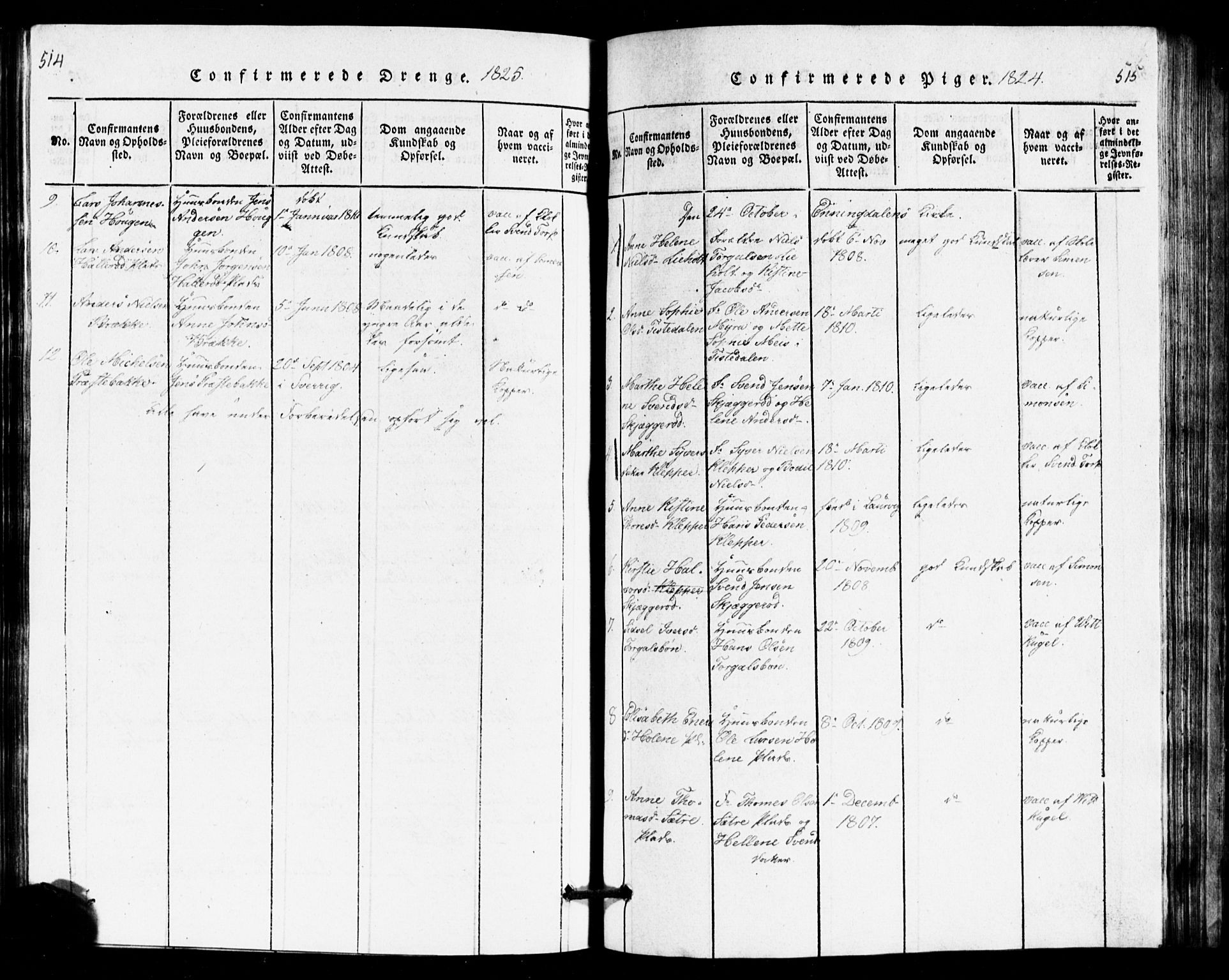 Idd prestekontor Kirkebøker, AV/SAO-A-10911/G/Ga/L0001: Parish register (copy) no. I 1, 1815-1826, p. 514-515