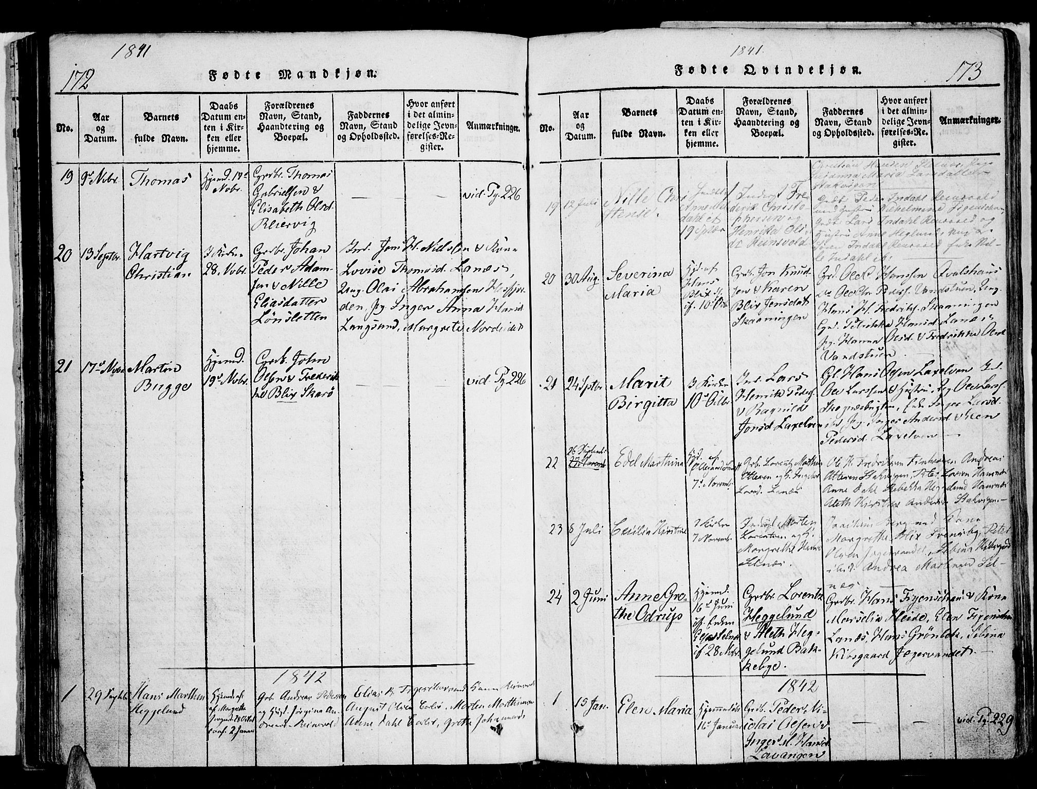 Karlsøy sokneprestembete, SATØ/S-1299/H/Ha/Haa/L0002kirke: Parish register (official) no. 2, 1823-1842, p. 172-173