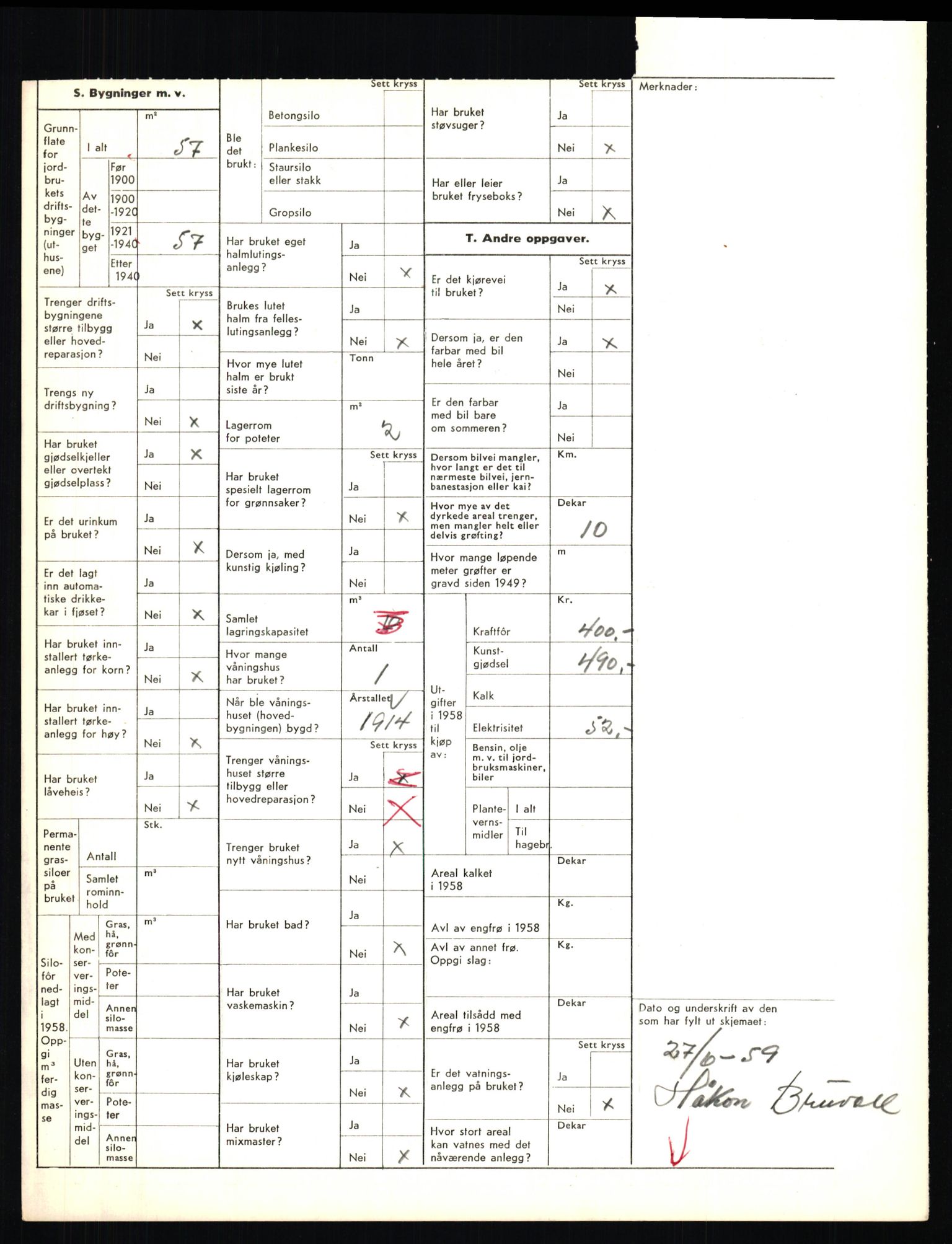 Statistisk sentralbyrå, Næringsøkonomiske emner, Jordbruk, skogbruk, jakt, fiske og fangst, AV/RA-S-2234/G/Gd/L0656: Troms: 1924 Målselv (kl. 0-3) og 1925 Sørreisa, 1959, p. 7