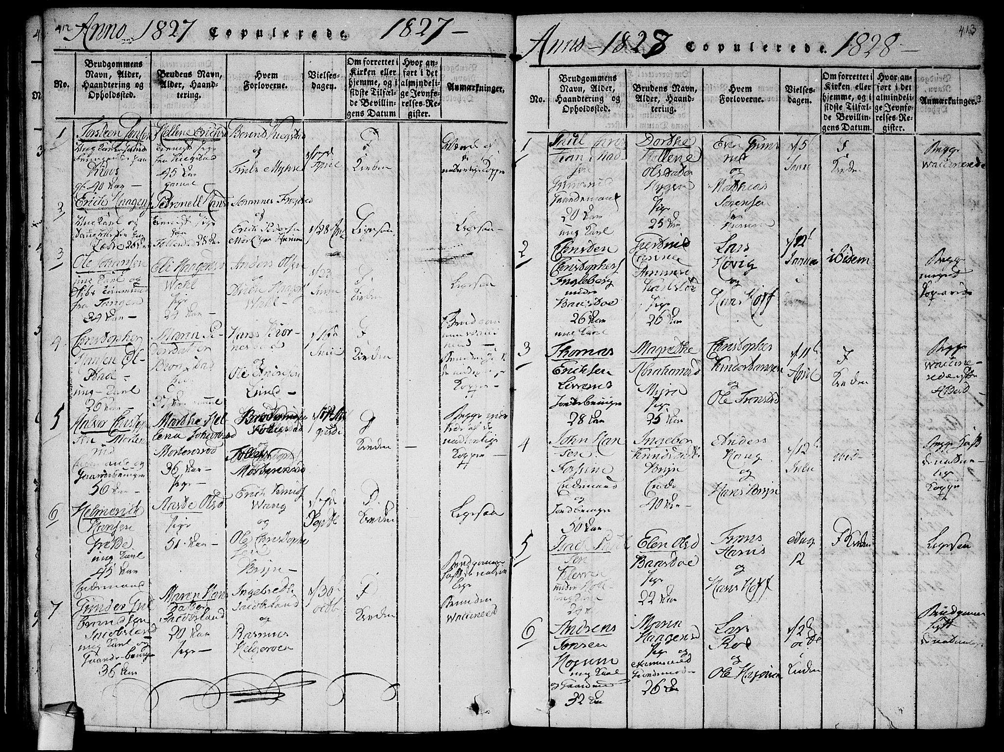 Røyken kirkebøker, AV/SAKO-A-241/F/Fa/L0004: Parish register (official) no. 4, 1814-1832, p. 412-413