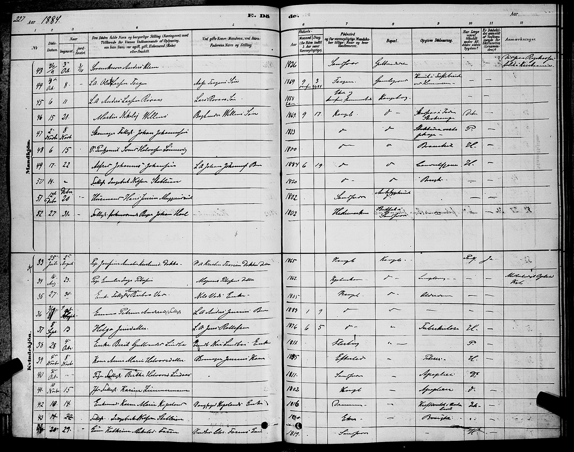 Kongsberg kirkebøker, AV/SAKO-A-22/G/Ga/L0005: Parish register (copy) no. 5, 1878-1889, p. 227