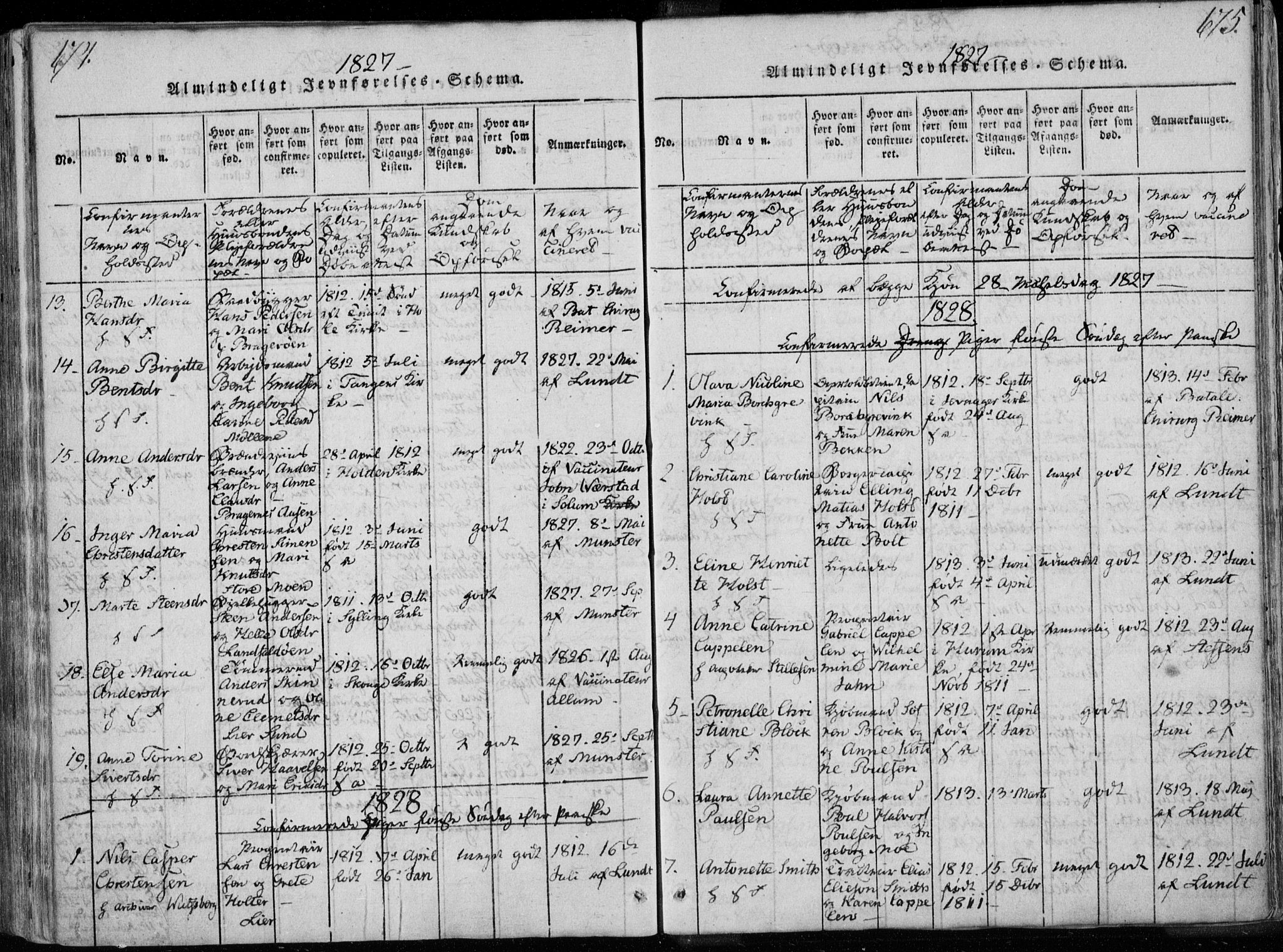Bragernes kirkebøker, SAKO/A-6/F/Fa/L0007: Parish register (official) no. I 7, 1815-1829, p. 674-675
