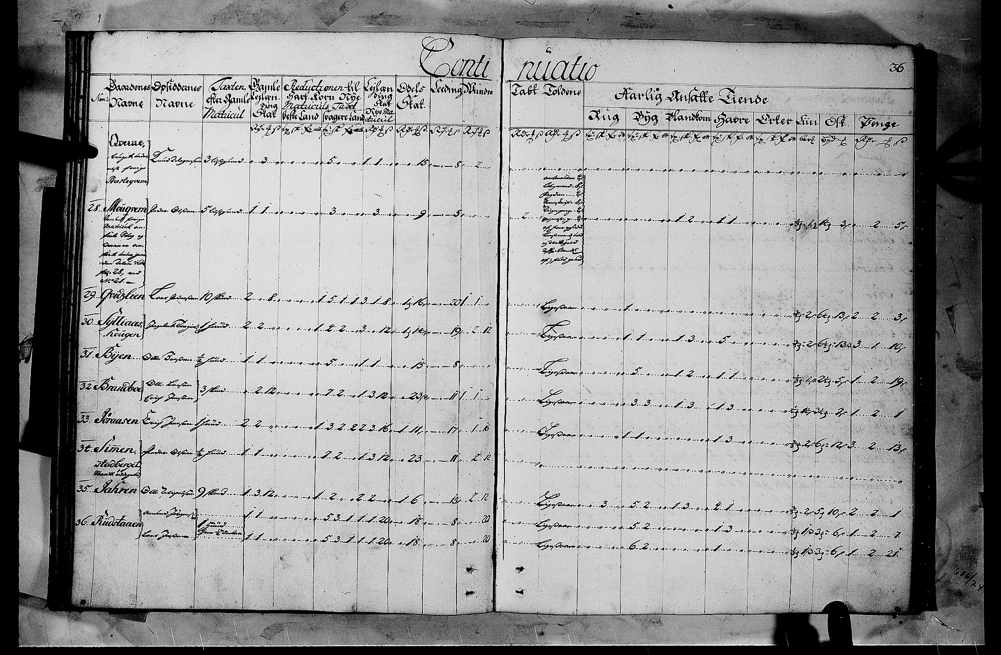 Rentekammeret inntil 1814, Realistisk ordnet avdeling, AV/RA-EA-4070/N/Nb/Nbf/L0103b: Hedmark matrikkelprotokoll, 1723, p. 35b-36a