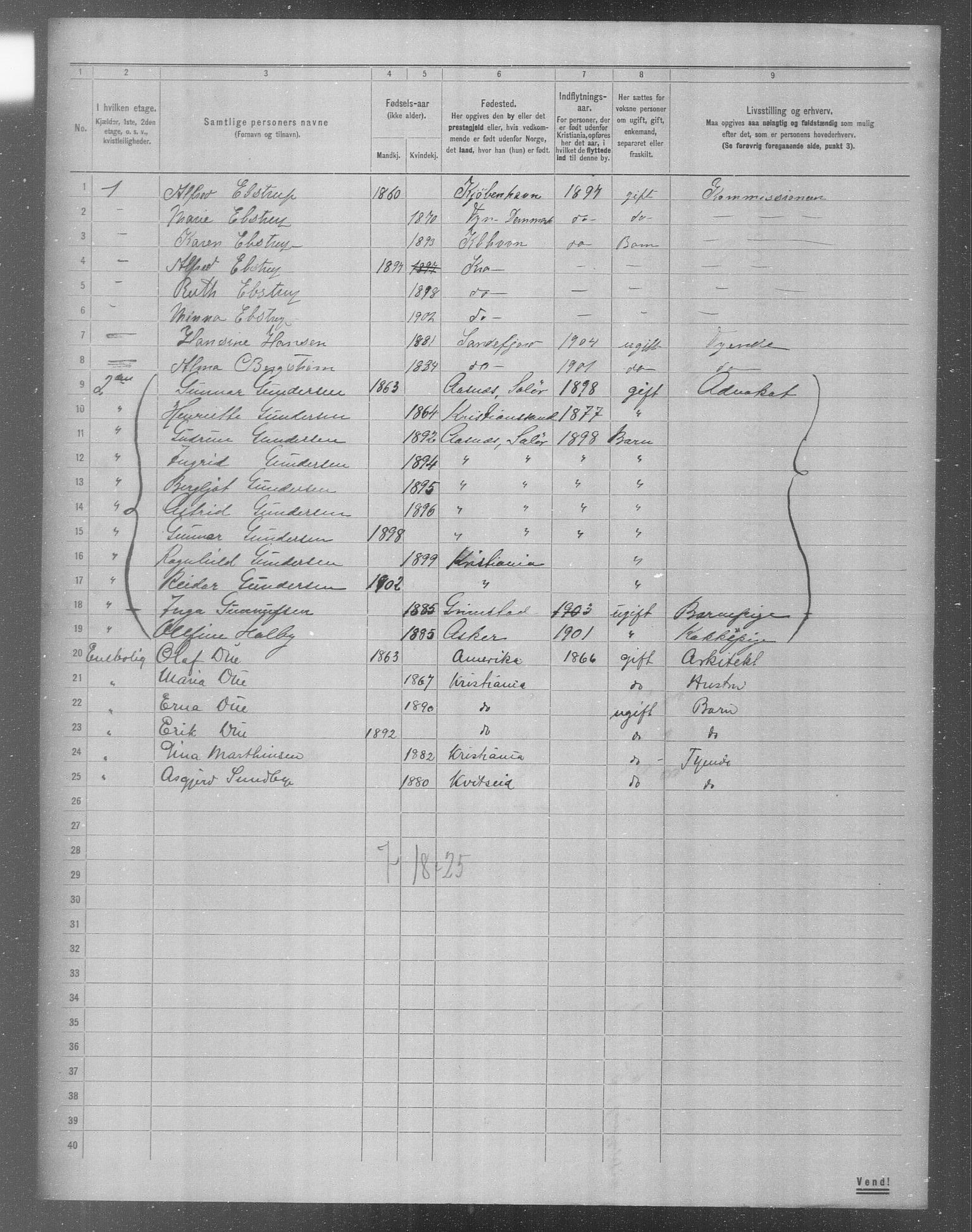 OBA, Municipal Census 1904 for Kristiania, 1904, p. 13634