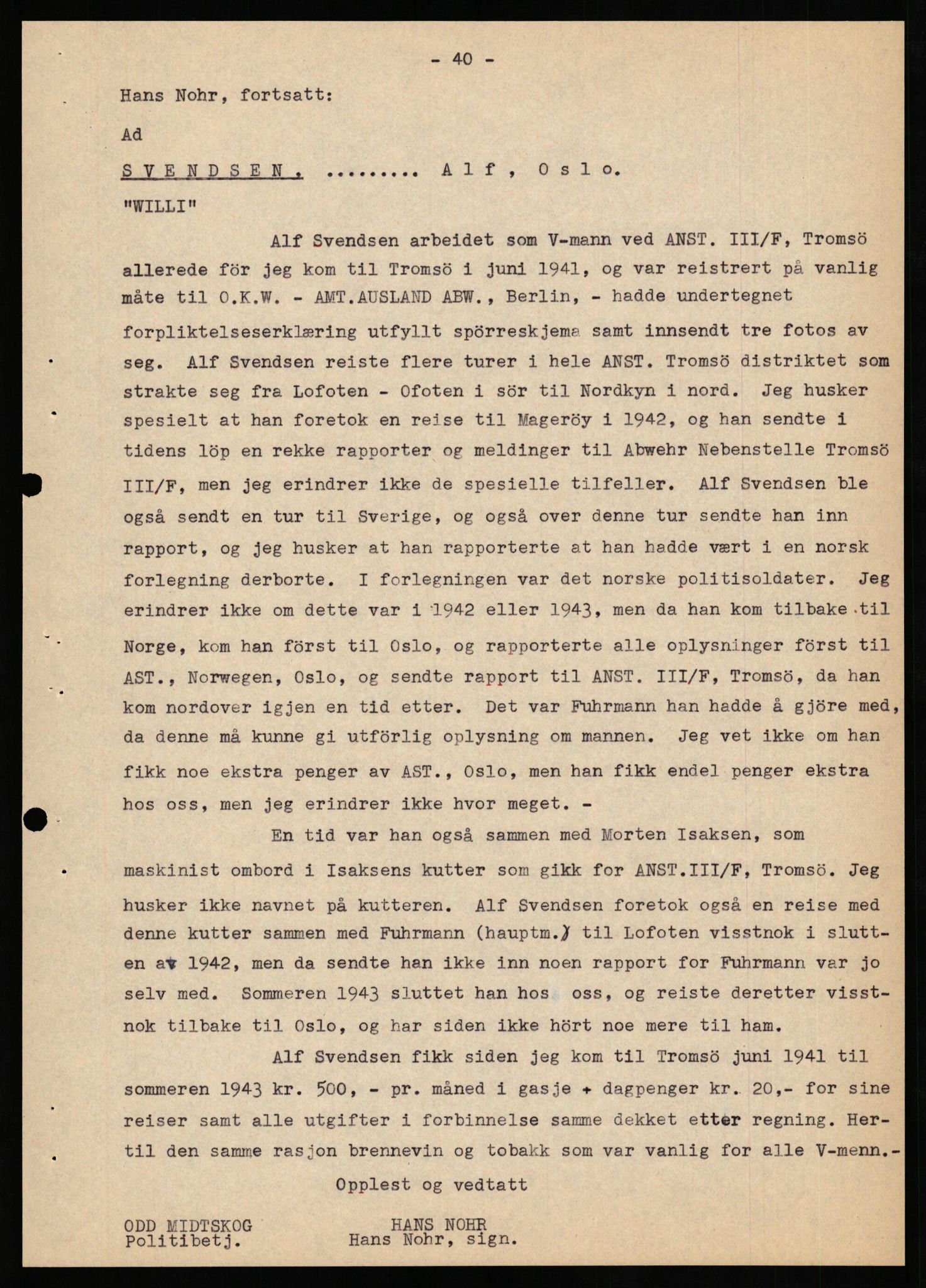 Forsvaret, Forsvarets overkommando II, AV/RA-RAFA-3915/D/Db/L0024: CI Questionaires. Tyske okkupasjonsstyrker i Norge. Tyskere., 1945-1946, p. 288