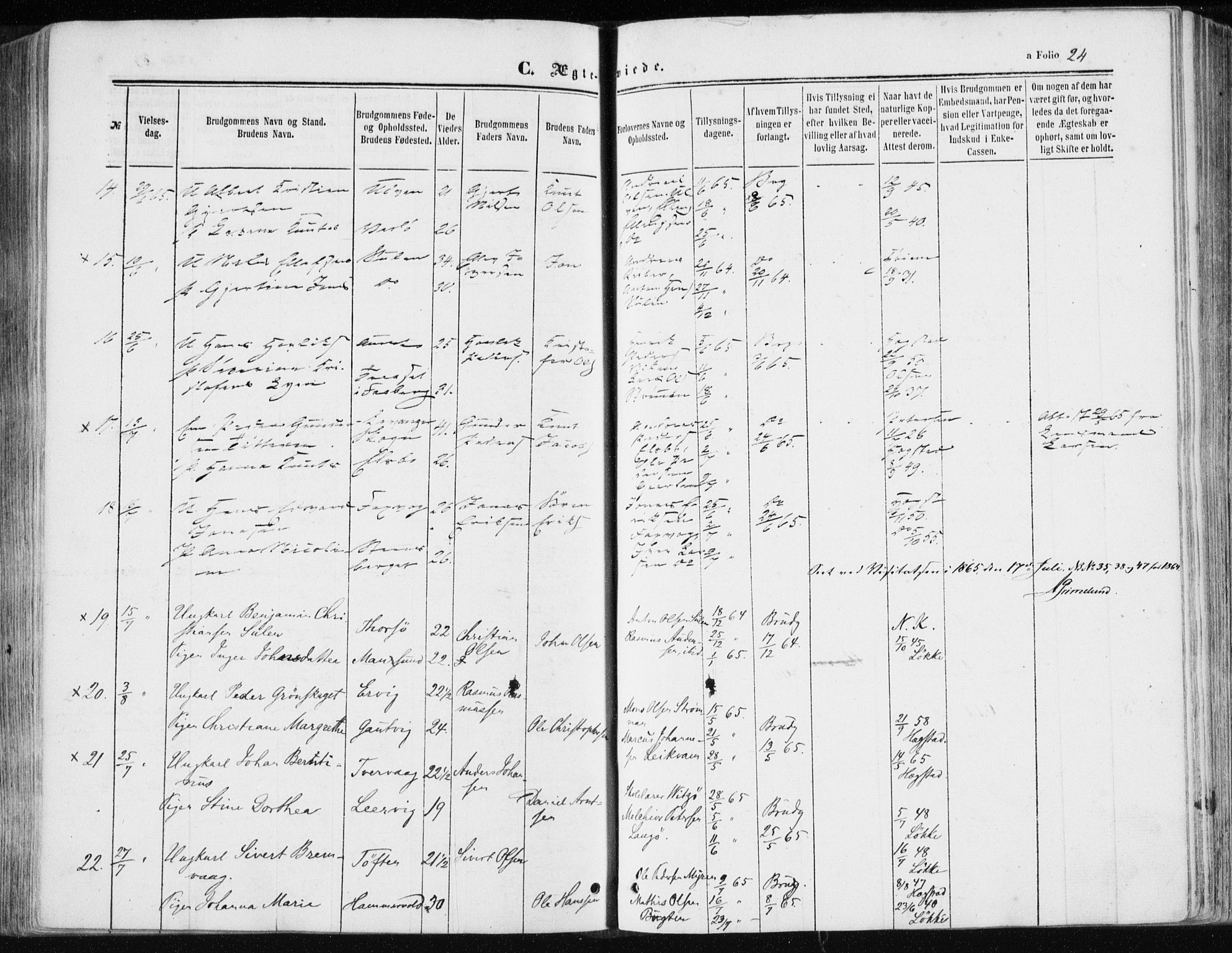 Ministerialprotokoller, klokkerbøker og fødselsregistre - Sør-Trøndelag, AV/SAT-A-1456/634/L0531: Parish register (official) no. 634A07, 1861-1870, p. 24