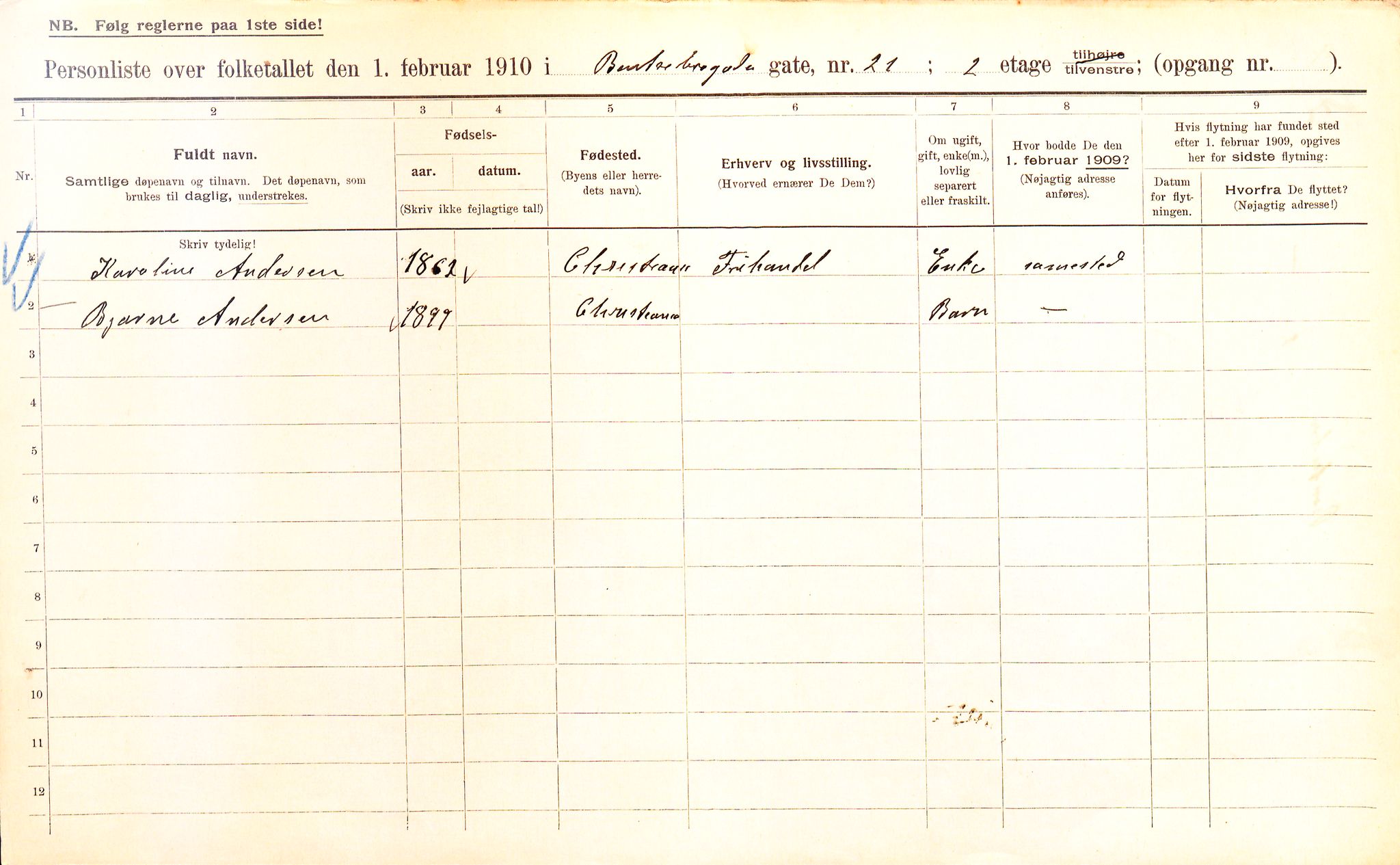 OBA, Municipal Census 1910 for Kristiania, 1910, p. 3341