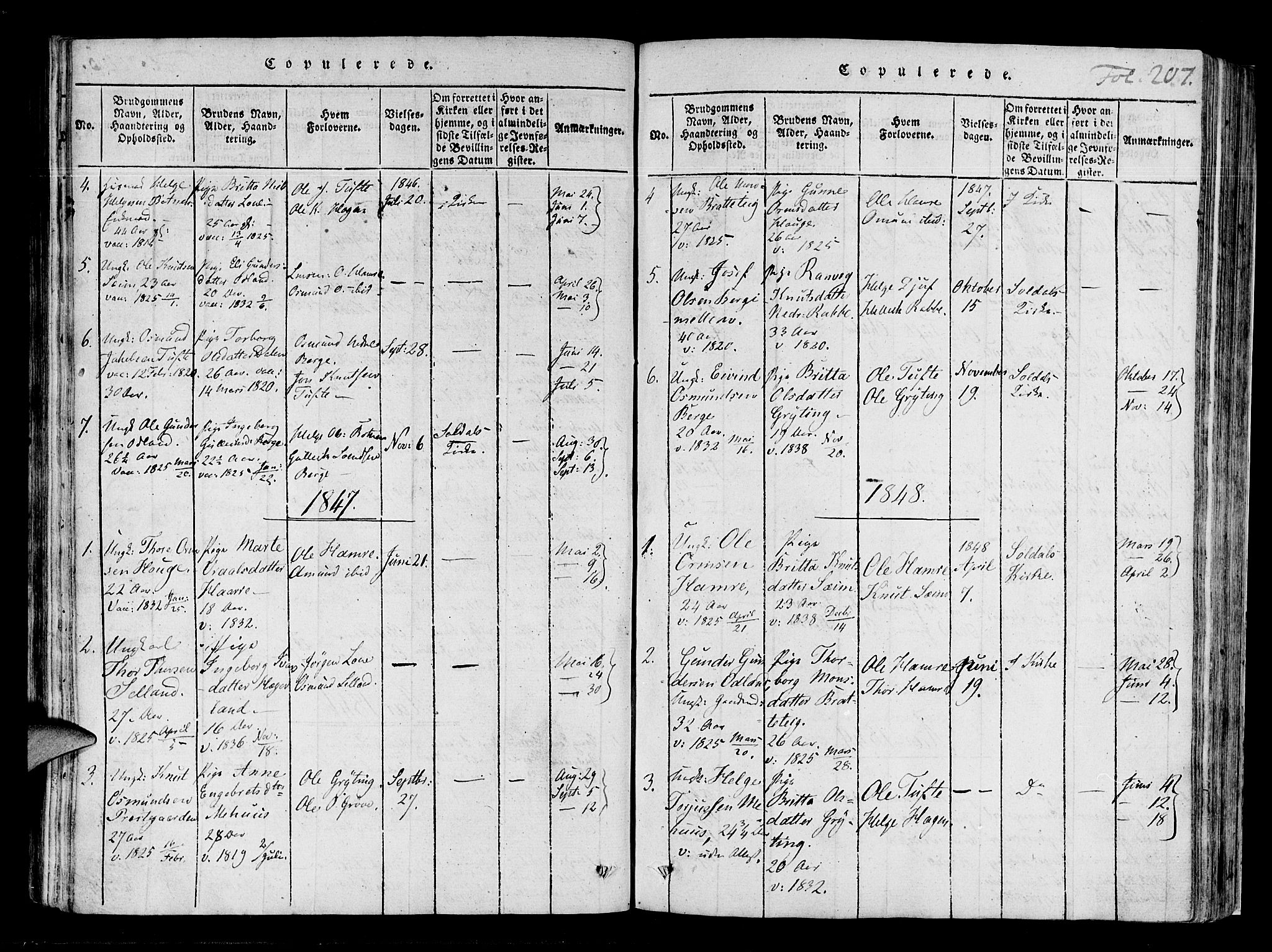 Røldal sokneprestembete, SAB/A-100247: Parish register (official) no. A 2, 1817-1856, p. 207