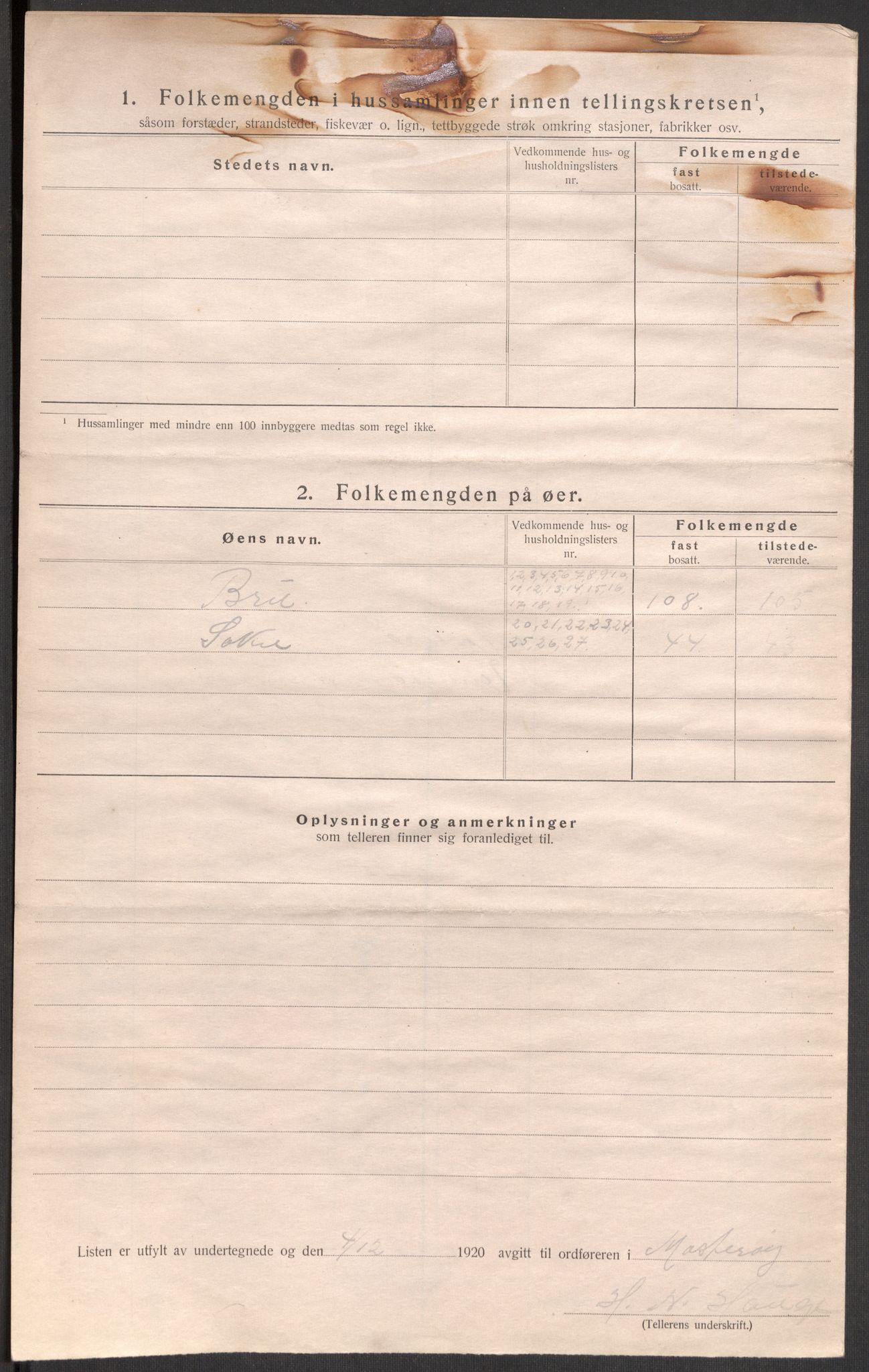 SAST, 1920 census for Mosterøy, 1920, p. 16