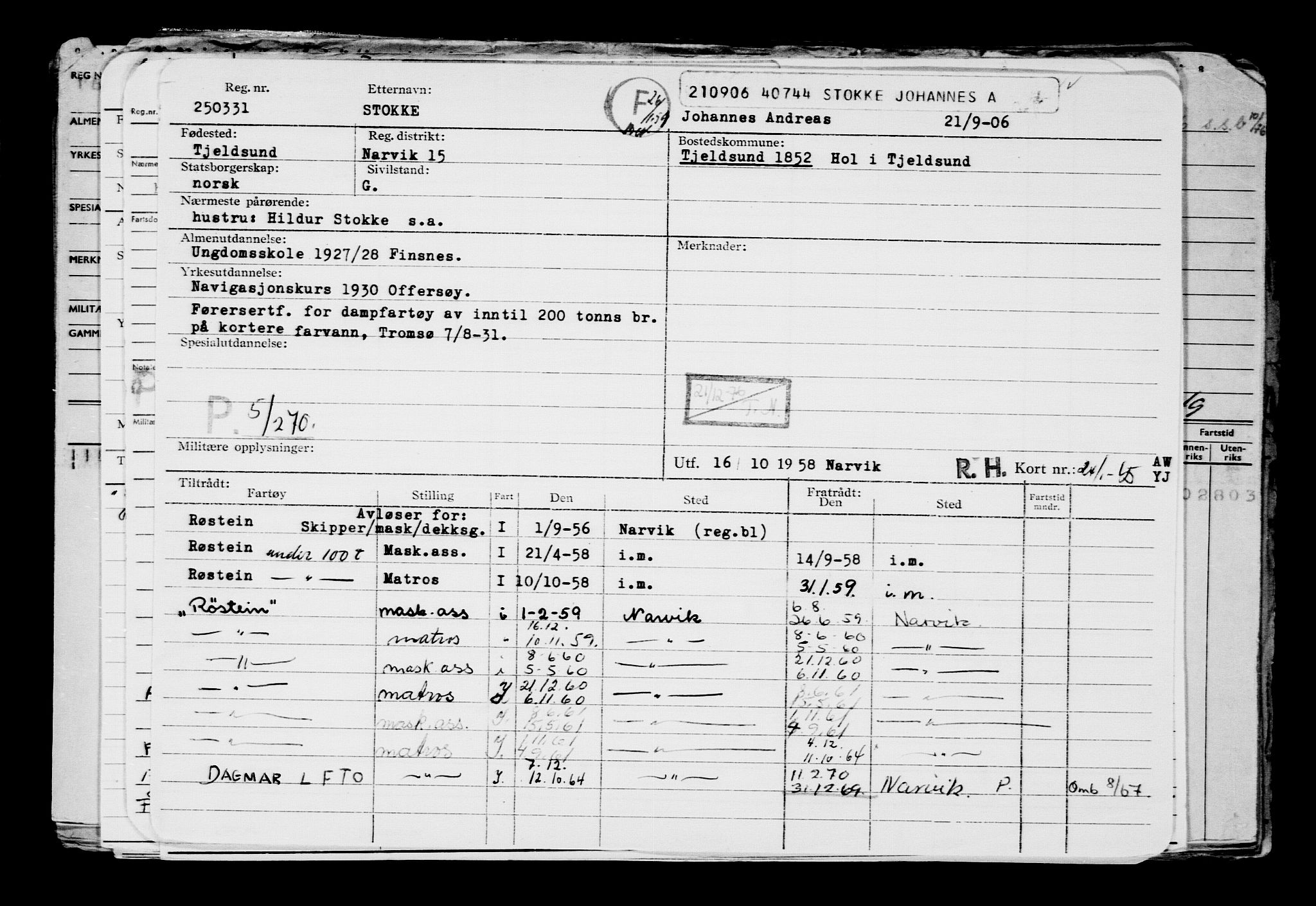 Direktoratet for sjømenn, AV/RA-S-3545/G/Gb/L0067: Hovedkort, 1906, p. 279