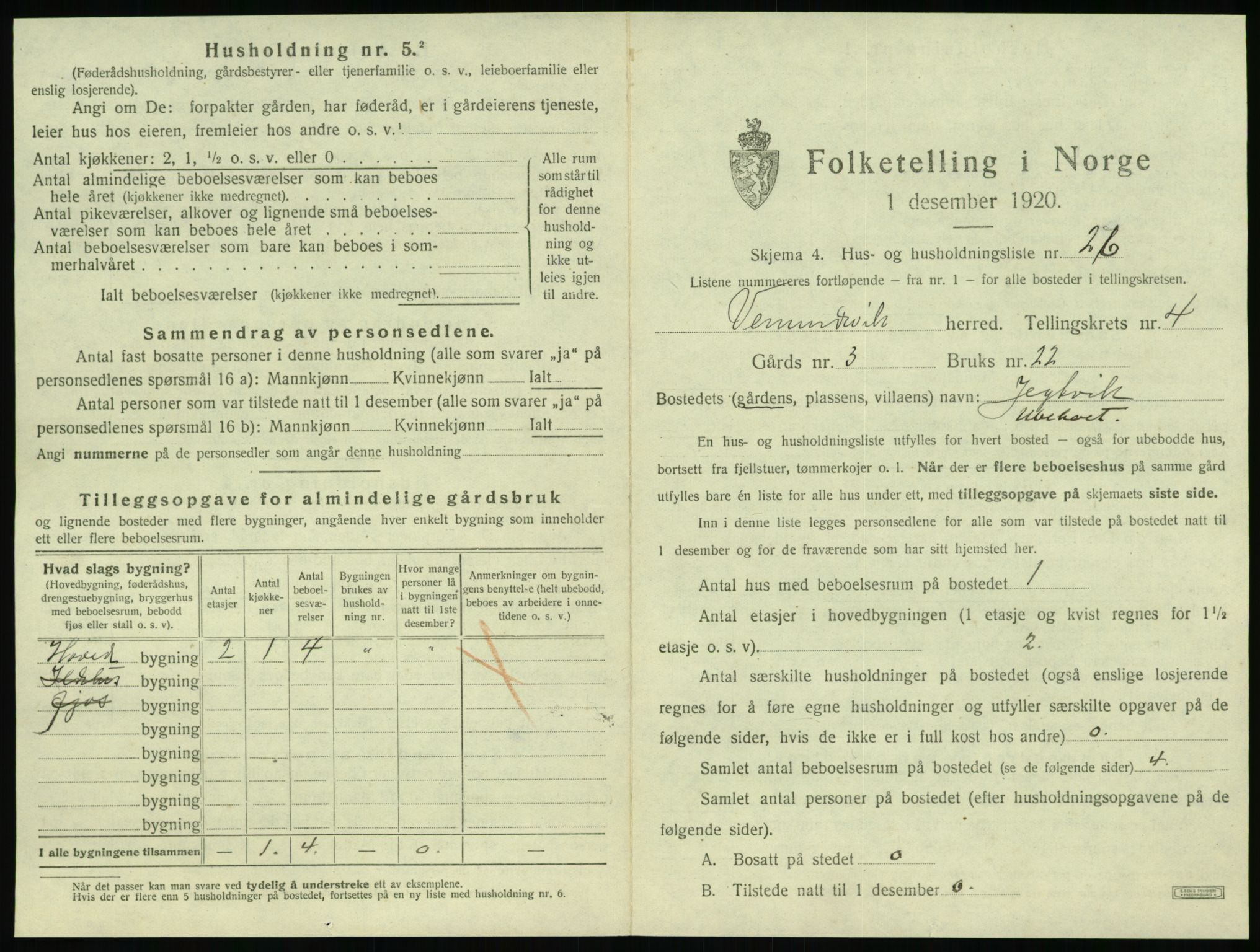 SAT, 1920 census for Vemundvik, 1920, p. 557