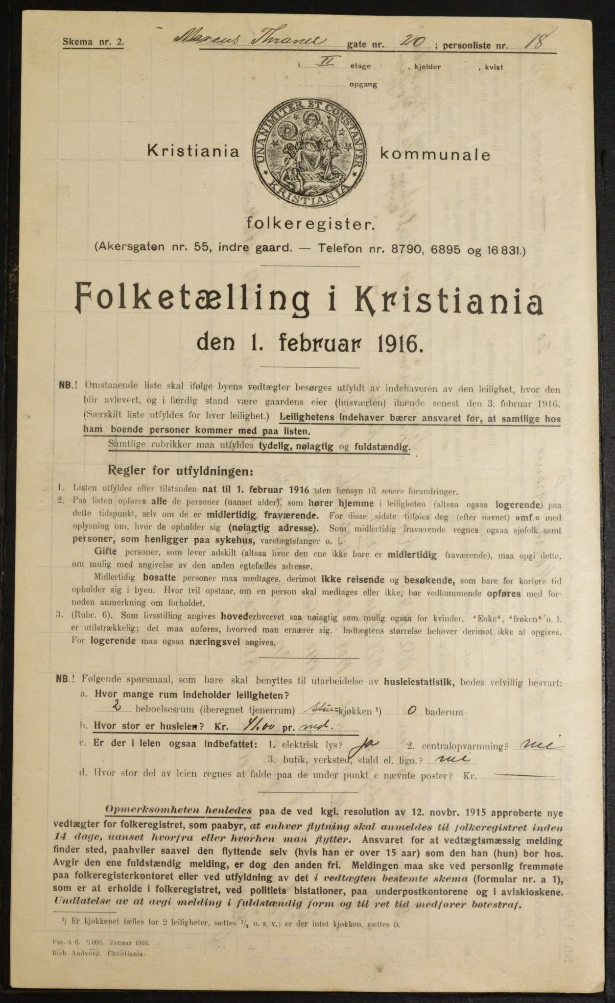 OBA, Municipal Census 1916 for Kristiania, 1916, p. 61816