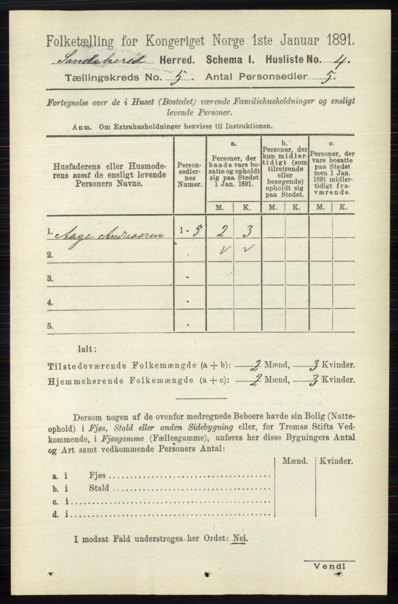 RA, 1891 census for 0724 Sandeherred, 1891, p. 2697