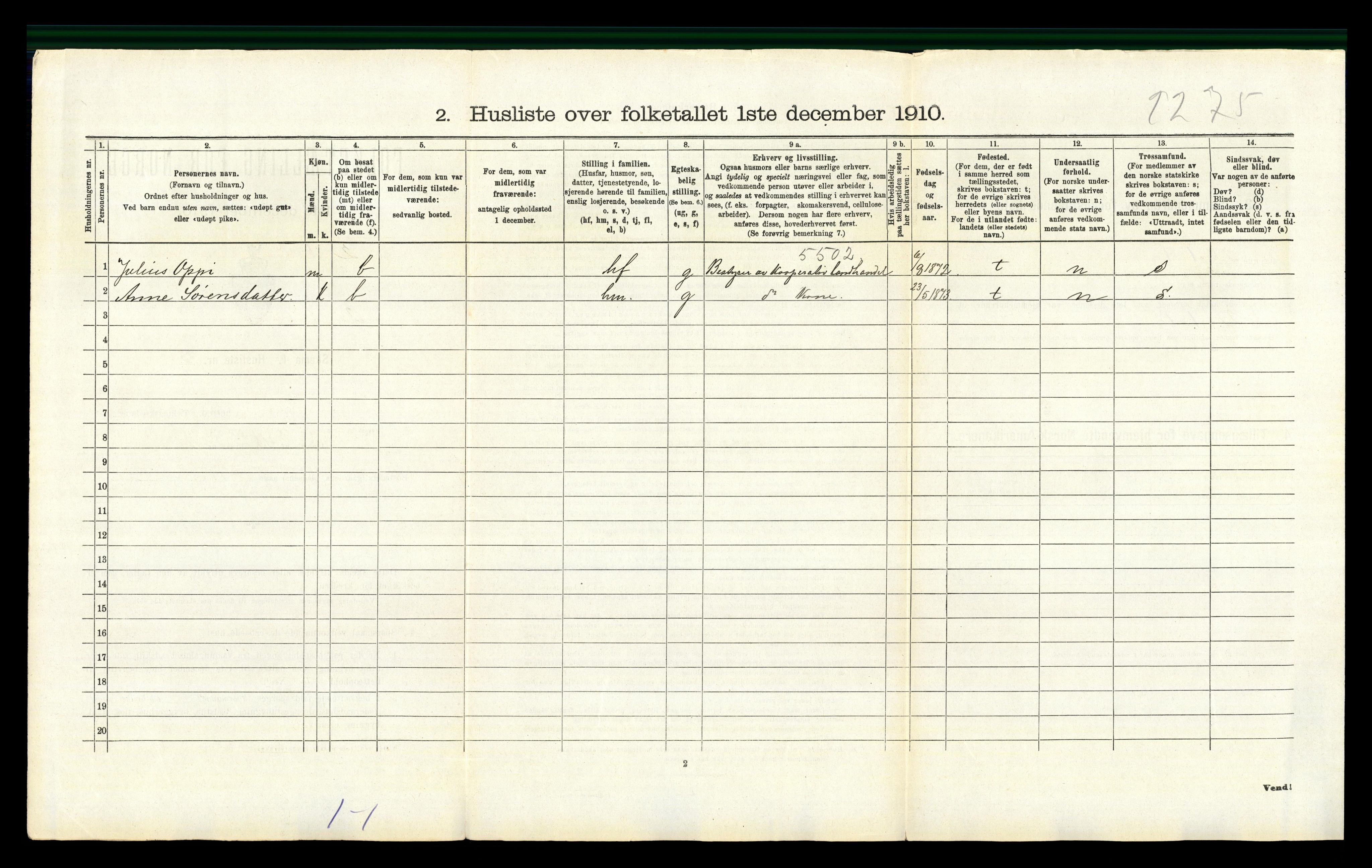 RA, 1910 census for Nord-Odal, 1910, p. 1220