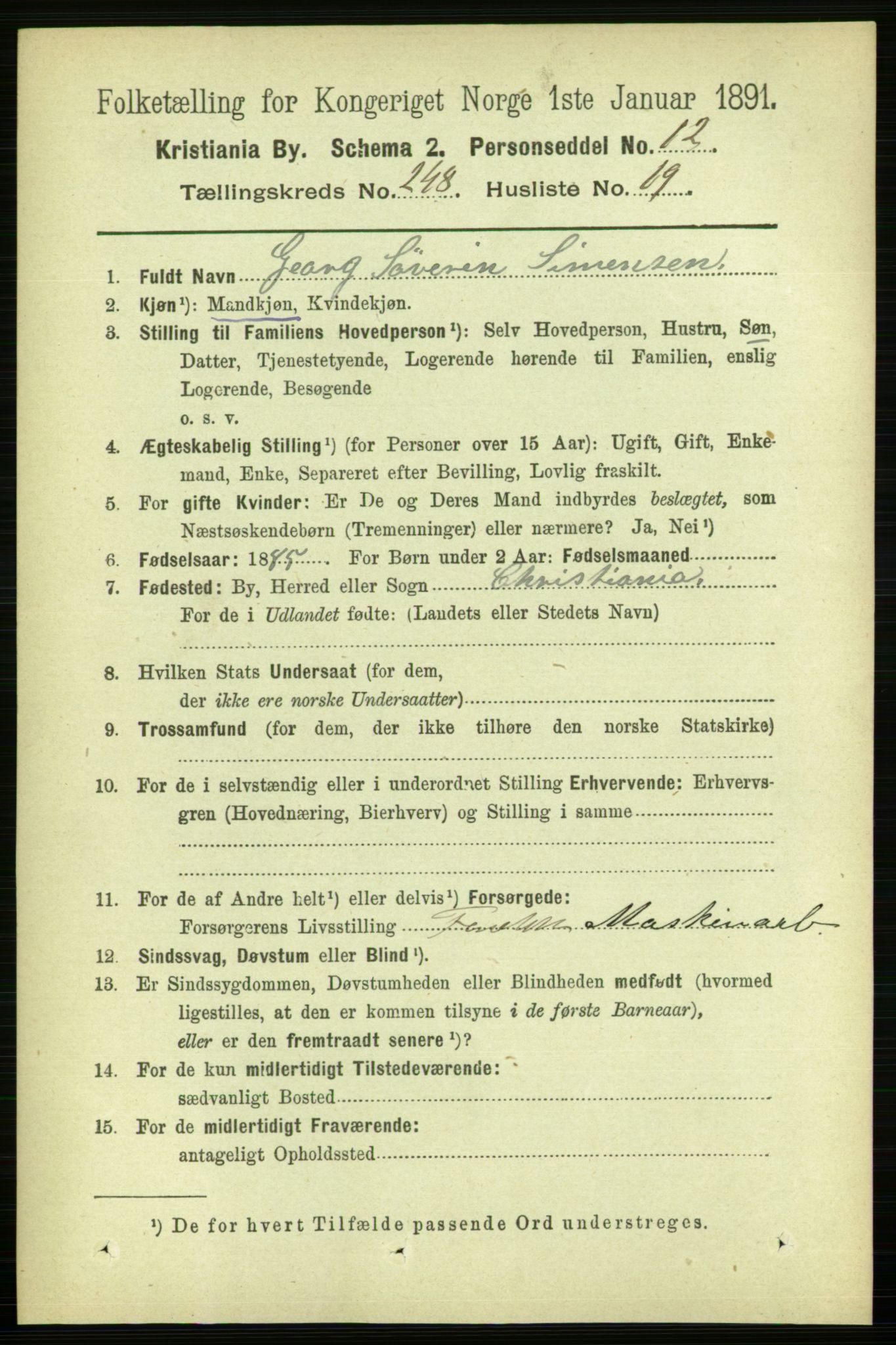 RA, 1891 census for 0301 Kristiania, 1891, p. 151984