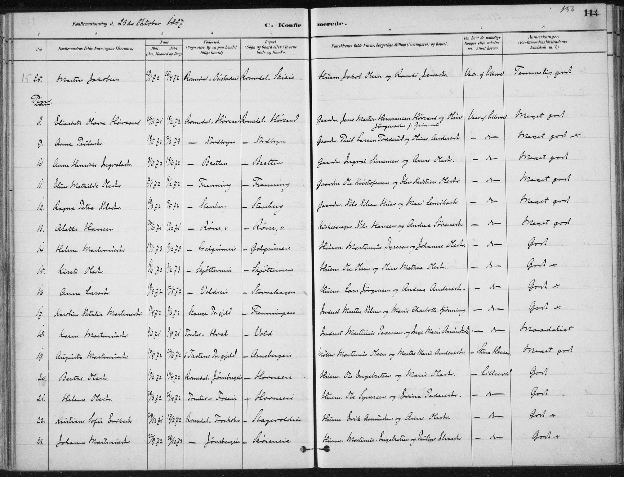 Romedal prestekontor, AV/SAH-PREST-004/K/L0010: Parish register (official) no. 10, 1880-1895, p. 156