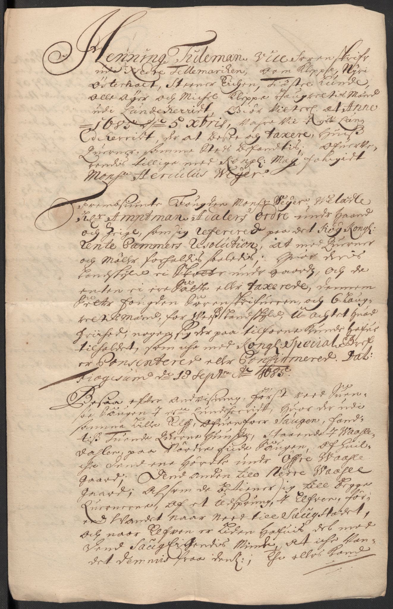 Rentekammeret inntil 1814, Reviderte regnskaper, Fogderegnskap, AV/RA-EA-4092/R35/L2082: Fogderegnskap Øvre og Nedre Telemark, 1685, p. 69