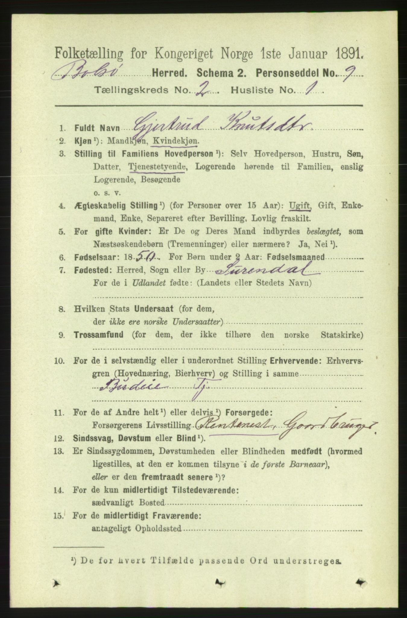 RA, 1891 census for 1544 Bolsøy, 1891, p. 995