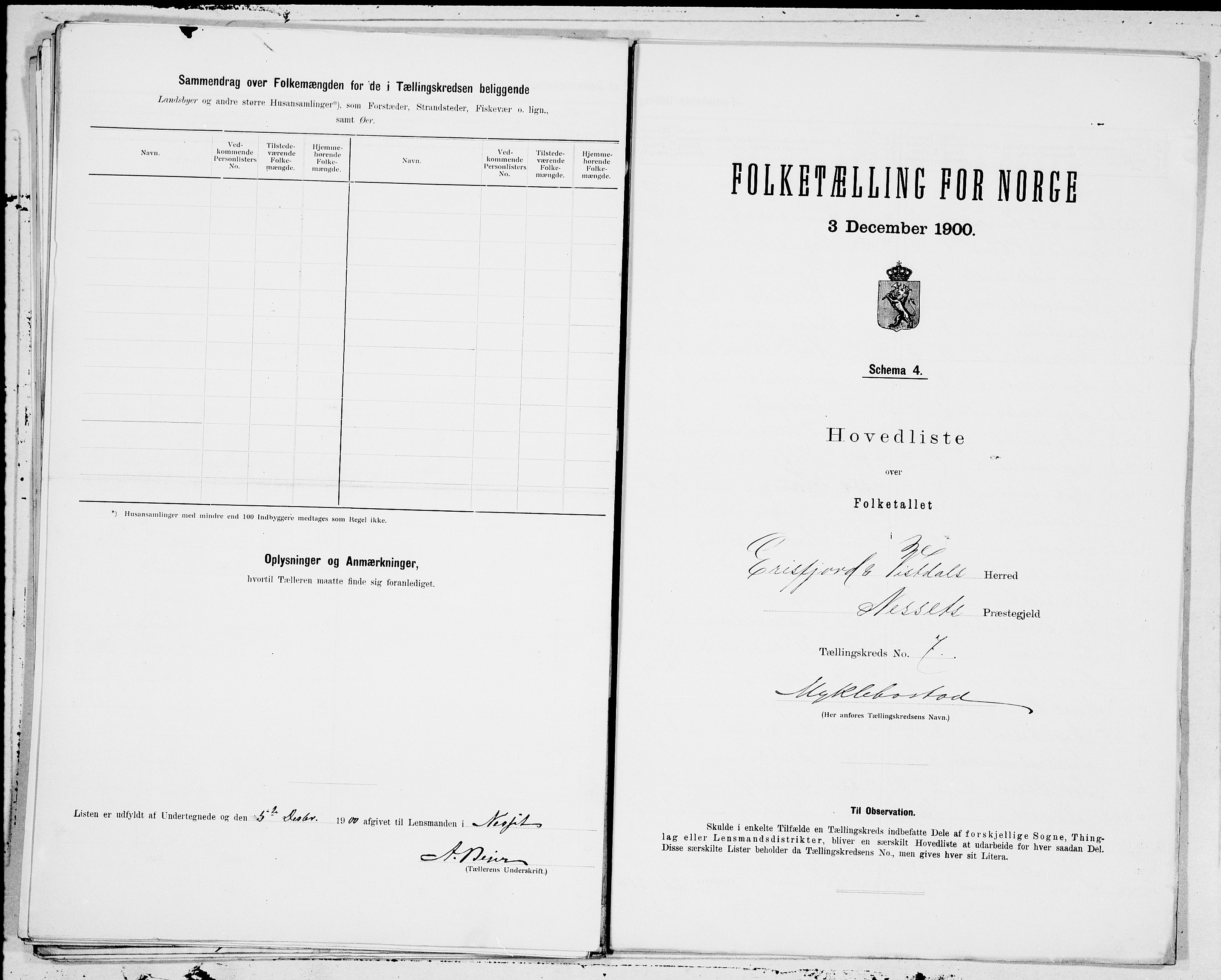 SAT, 1900 census for Eresfjord og Vistdal, 1900, p. 14