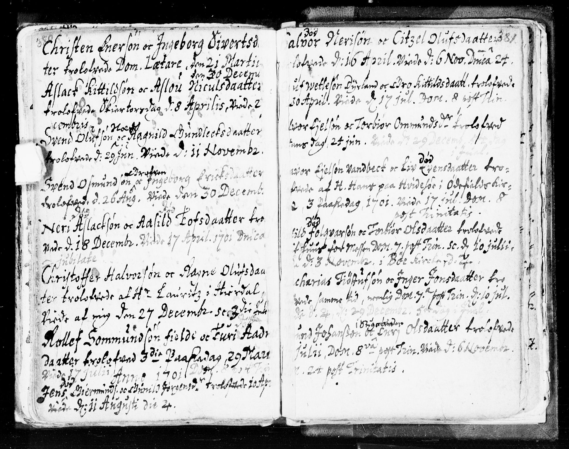 Seljord kirkebøker, SAKO/A-20/F/Fa/L0002: Parish register (official) no. I 2, 1689-1713, p. 380-381