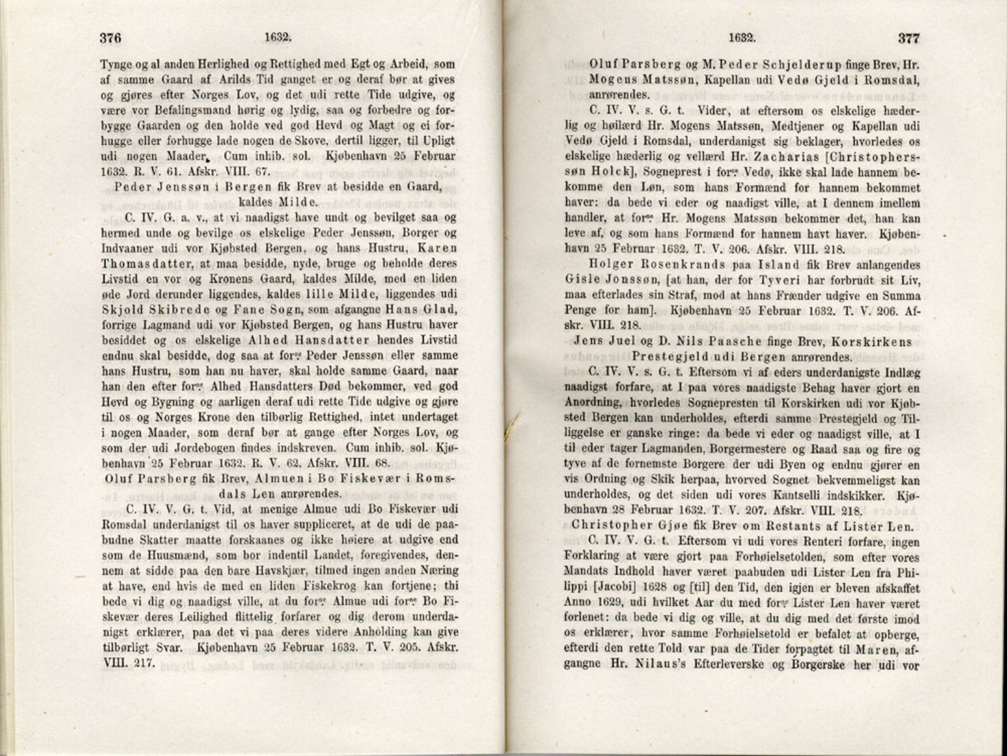 Publikasjoner utgitt av Det Norske Historiske Kildeskriftfond, PUBL/-/-/-: Norske Rigs-Registranter, bind 6, 1628-1634, p. 376-377