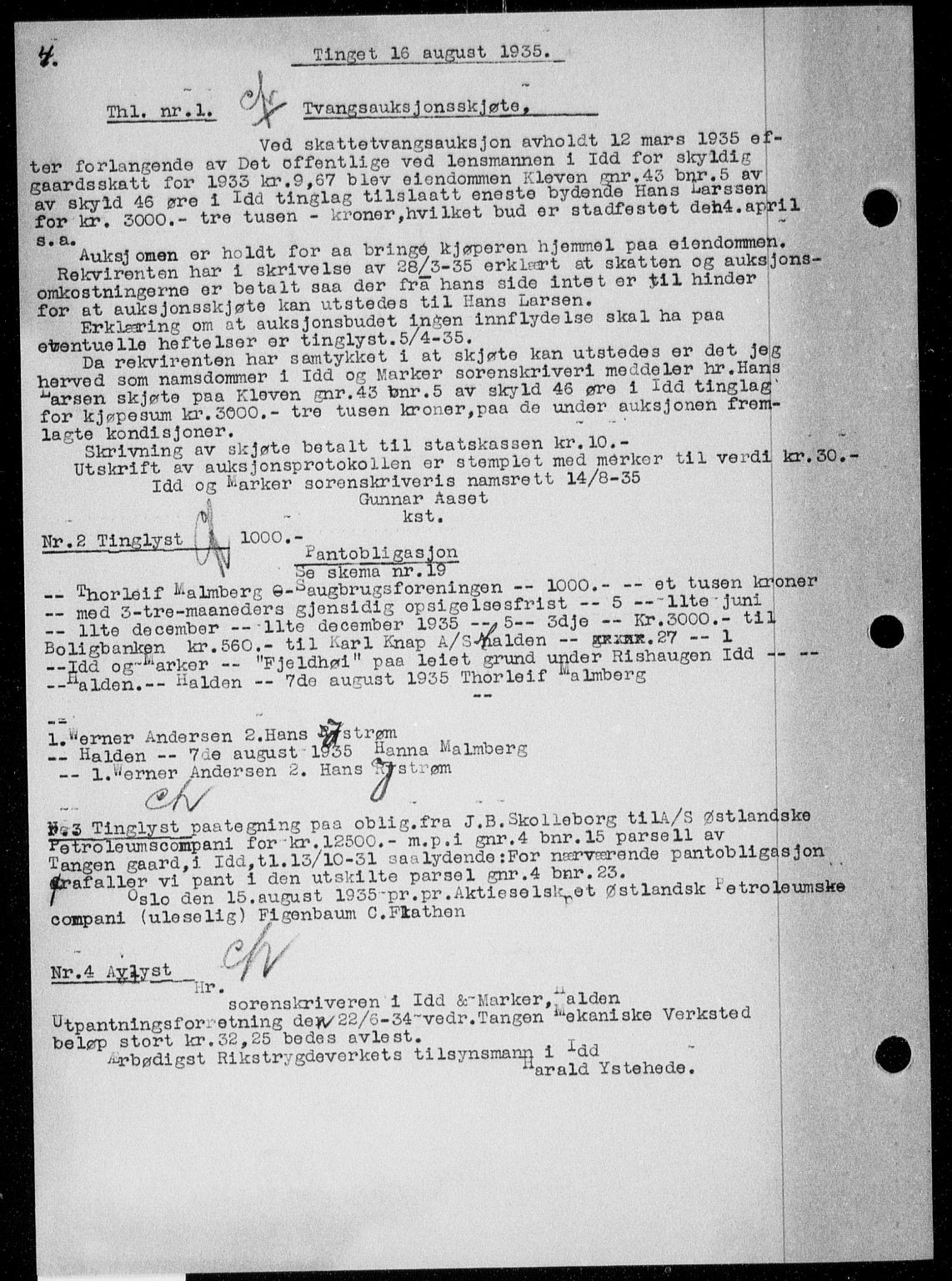 Idd og Marker sorenskriveri, AV/SAO-A-10283/G/Gb/Gba/L0051: Mortgage book no. 51, 1935-1935, p. 4