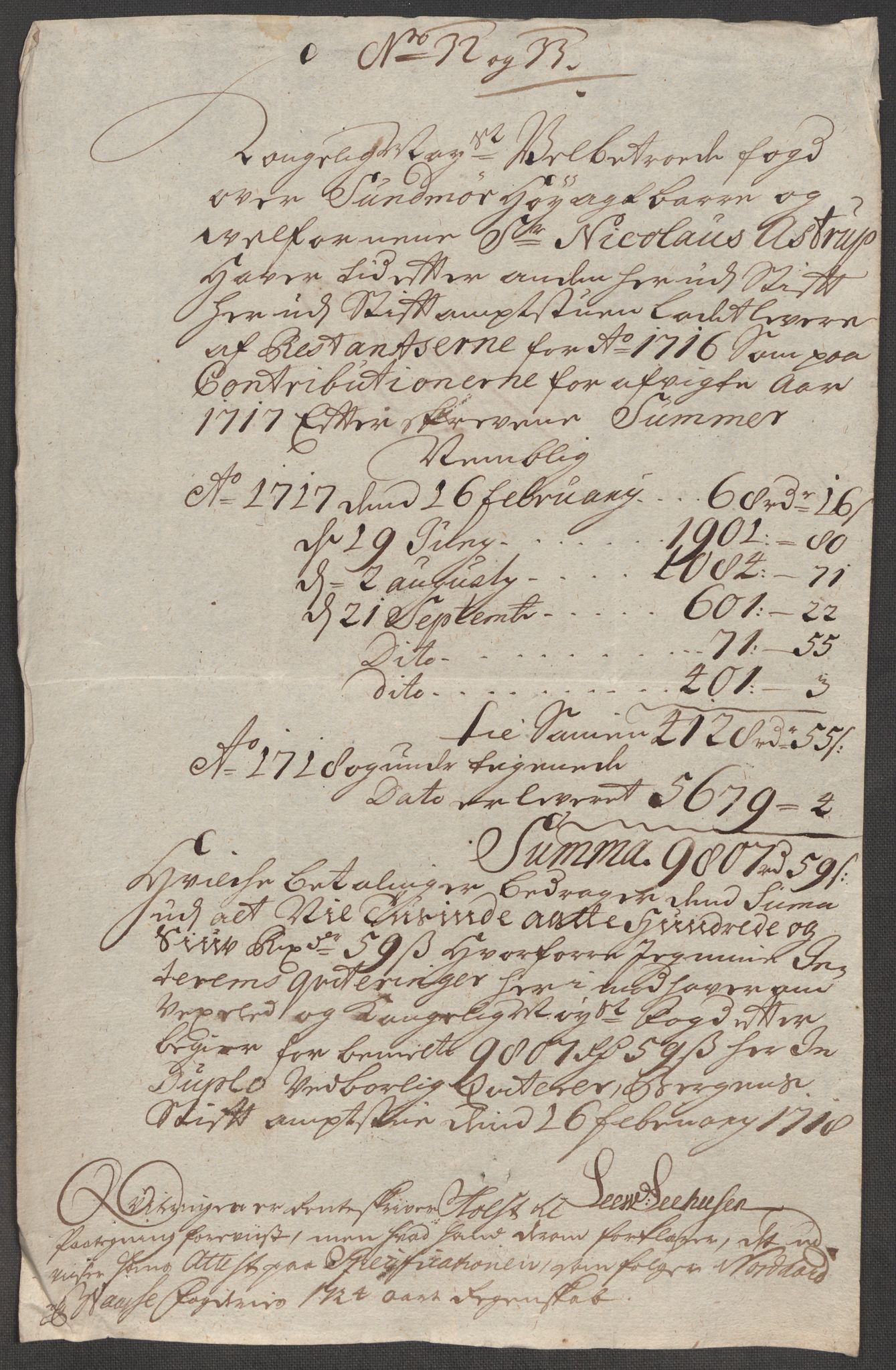 Rentekammeret inntil 1814, Reviderte regnskaper, Fogderegnskap, AV/RA-EA-4092/R54/L3569: Fogderegnskap Sunnmøre, 1717, p. 241