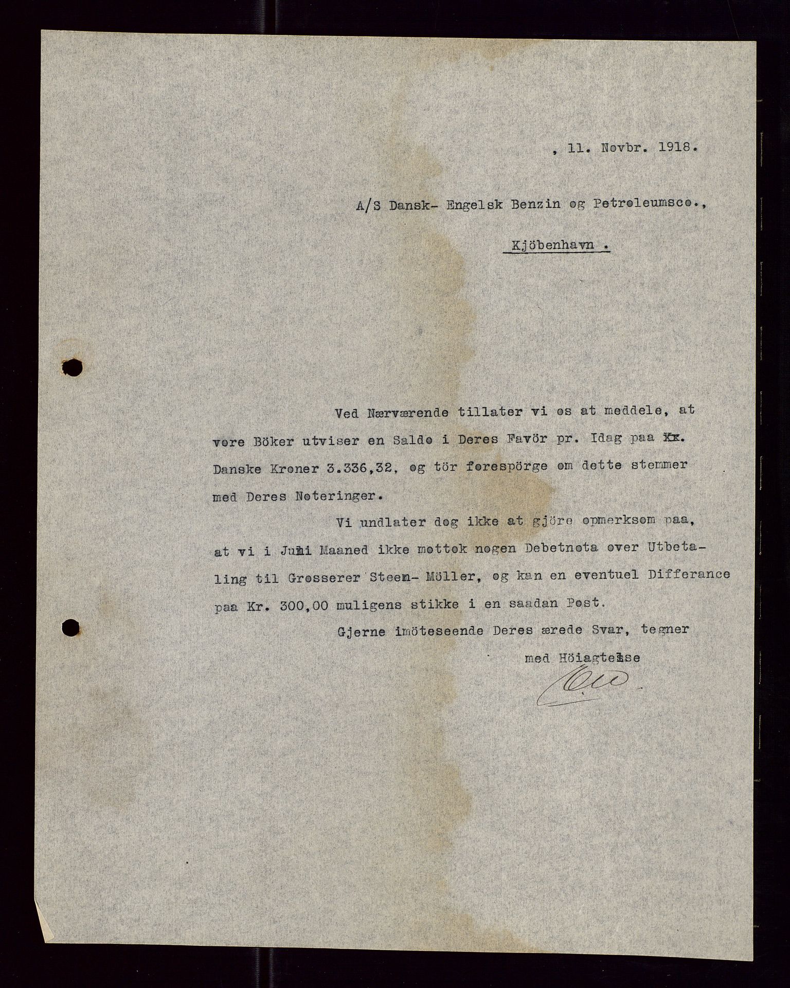 Pa 1521 - A/S Norske Shell, AV/SAST-A-101915/E/Ea/Eaa/L0005: Sjefskorrespondanse, 1918, p. 105