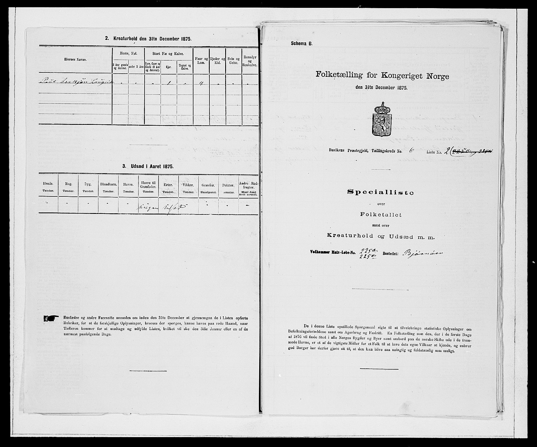 SAB, 1875 Census for 1442P Davik, 1875, p. 693