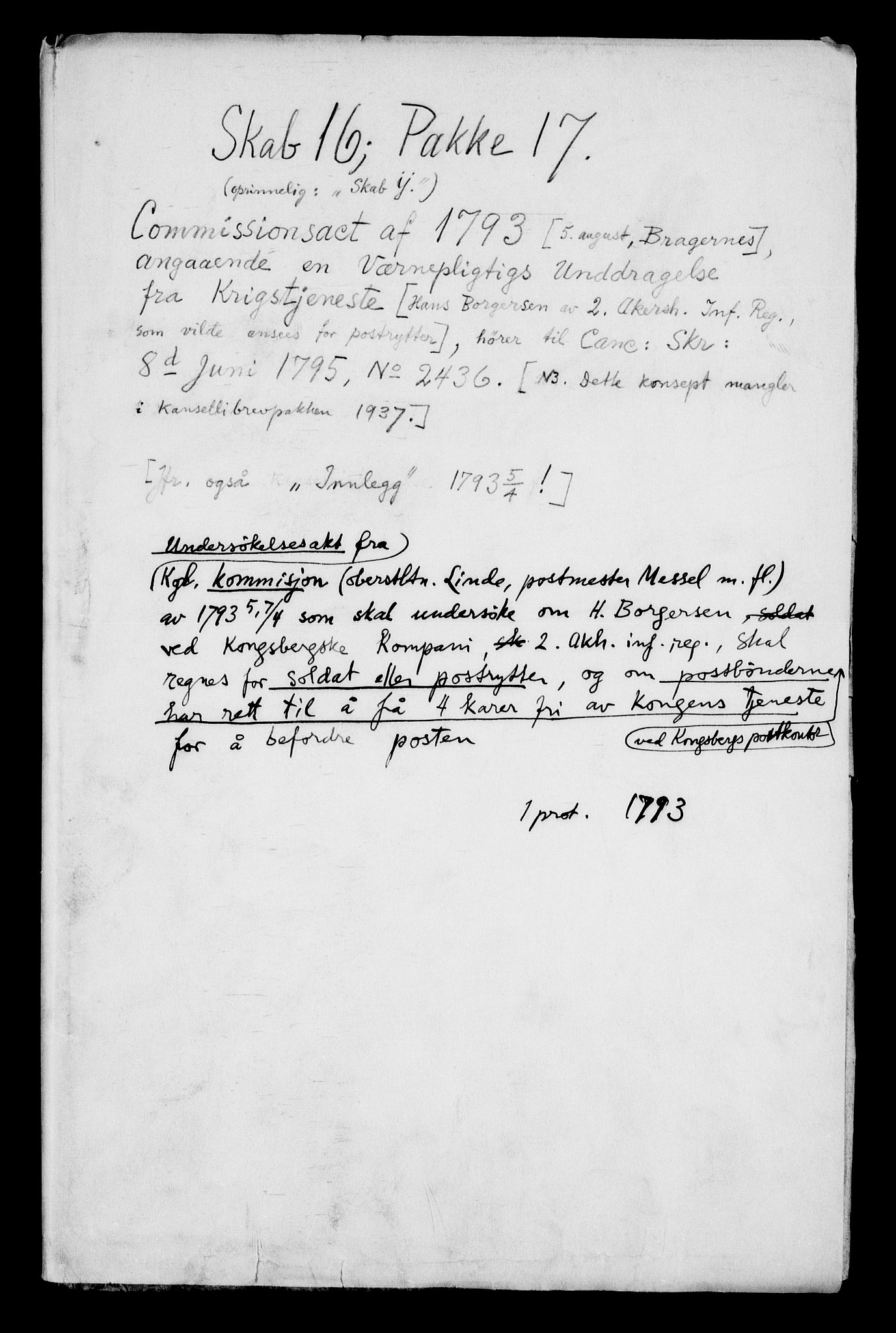 Danske Kanselli, Skapsaker, RA/EA-4061/F/L0106: Skap 16, pakke 17-30, 1591-1793, p. 2