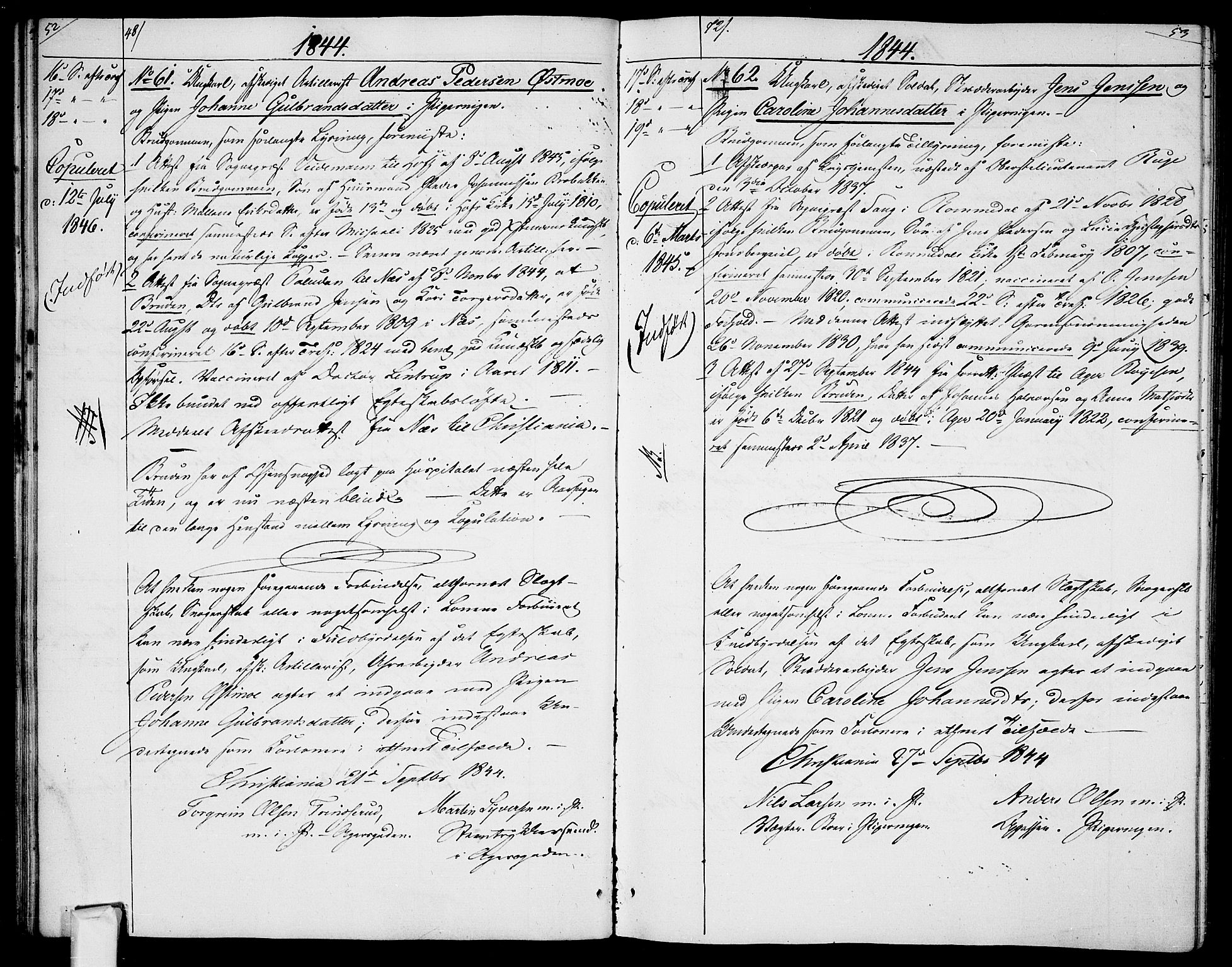 Garnisonsmenigheten Kirkebøker, AV/SAO-A-10846/H/Ha/L0005: Banns register no. I 5, 1844-1856, p. 52-53