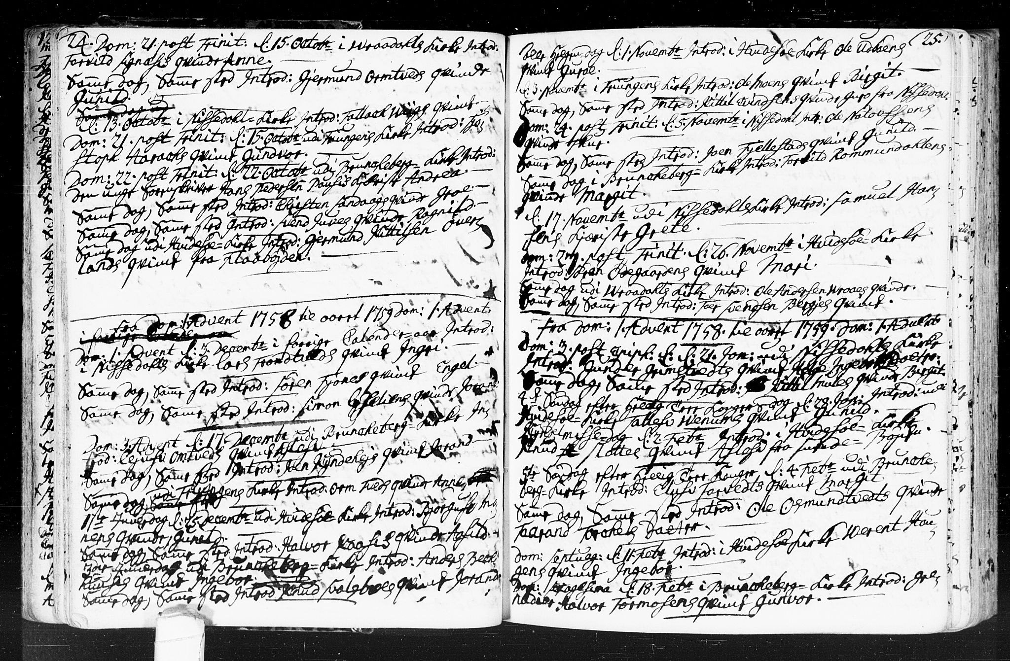 Kviteseid kirkebøker, SAKO/A-276/F/Fa/L0001: Parish register (official) no. I 1, 1754-1773, p. 24-25
