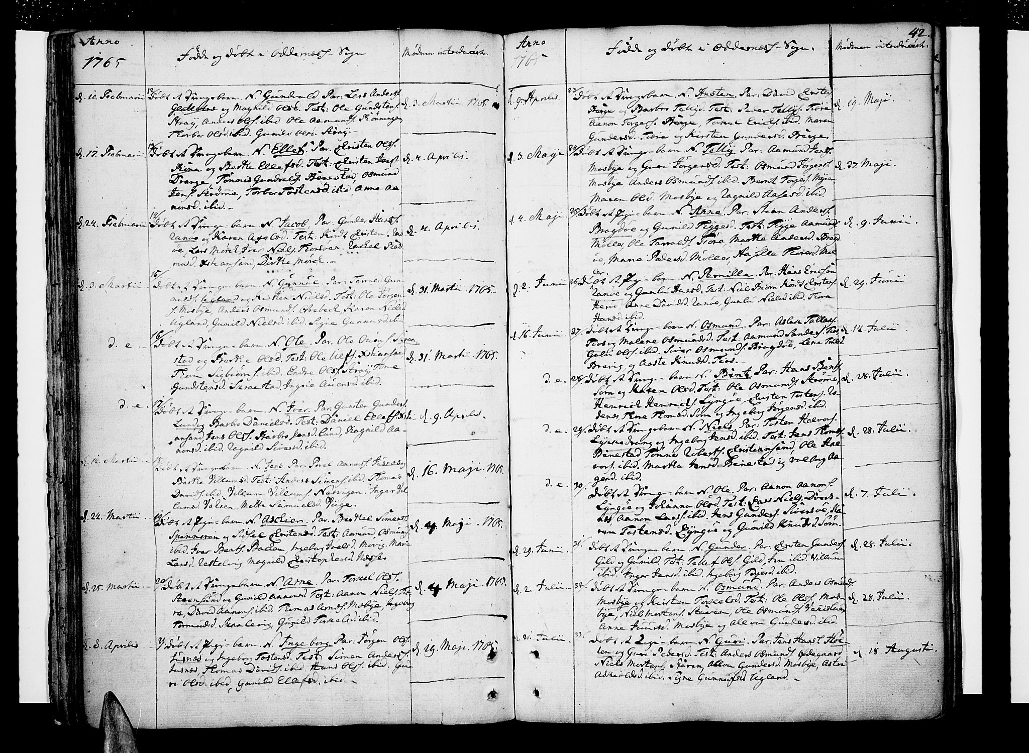 Oddernes sokneprestkontor, SAK/1111-0033/F/Fa/Faa/L0004: Parish register (official) no. A 4, 1764-1820, p. 42